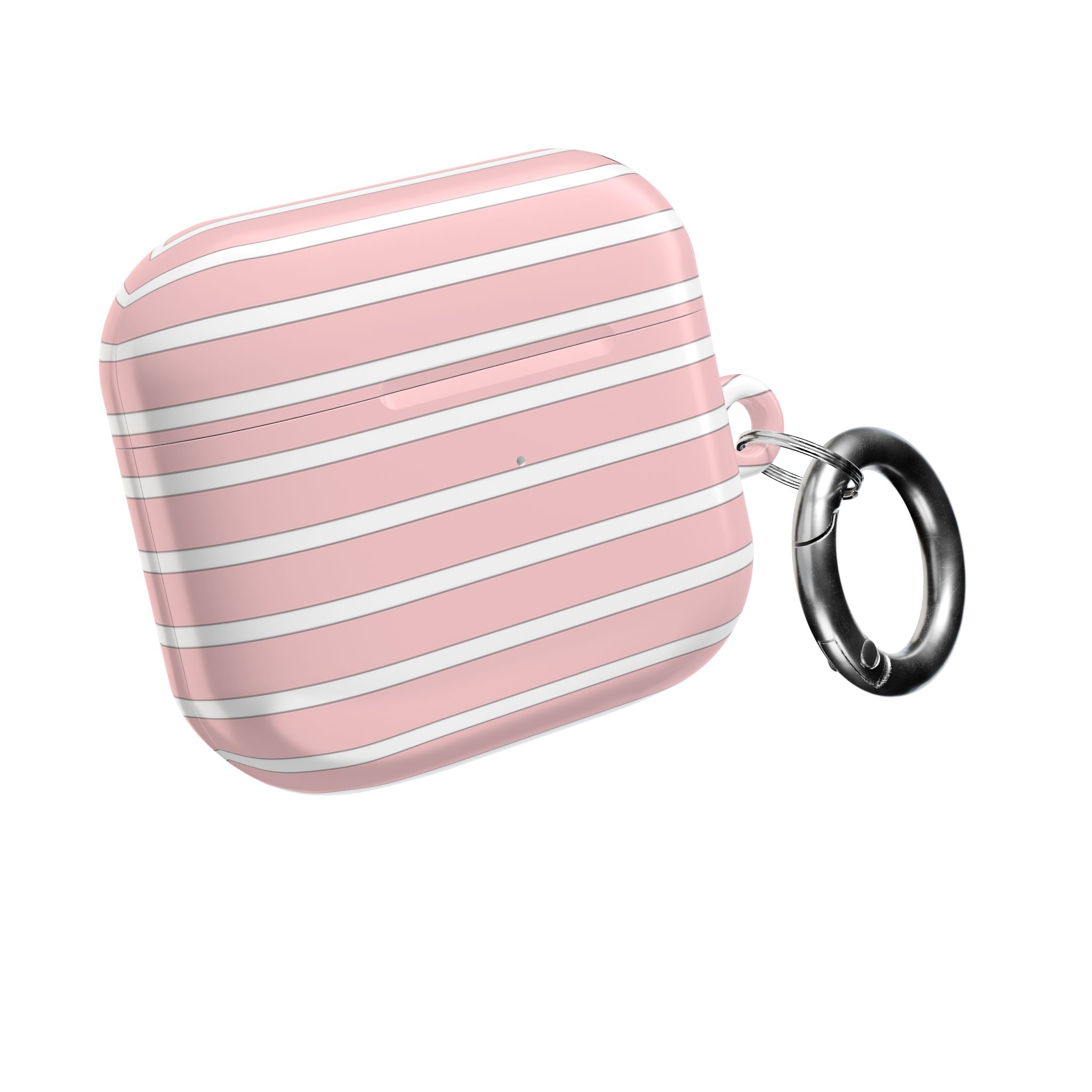 Pink Striped AirPods Case with Keyring - Image 8