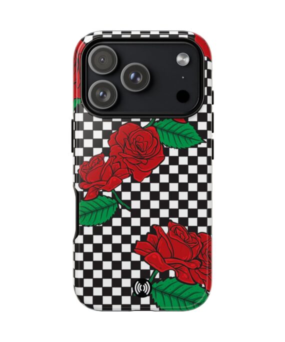 Checkerboard Red Rose Phone Case | Cellfinds