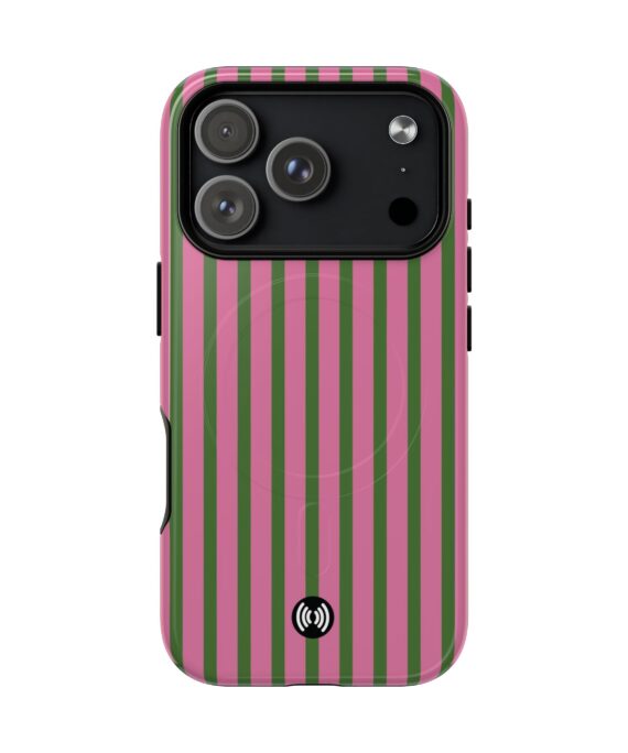 Striped Pink & Green MagSafe Phone Case