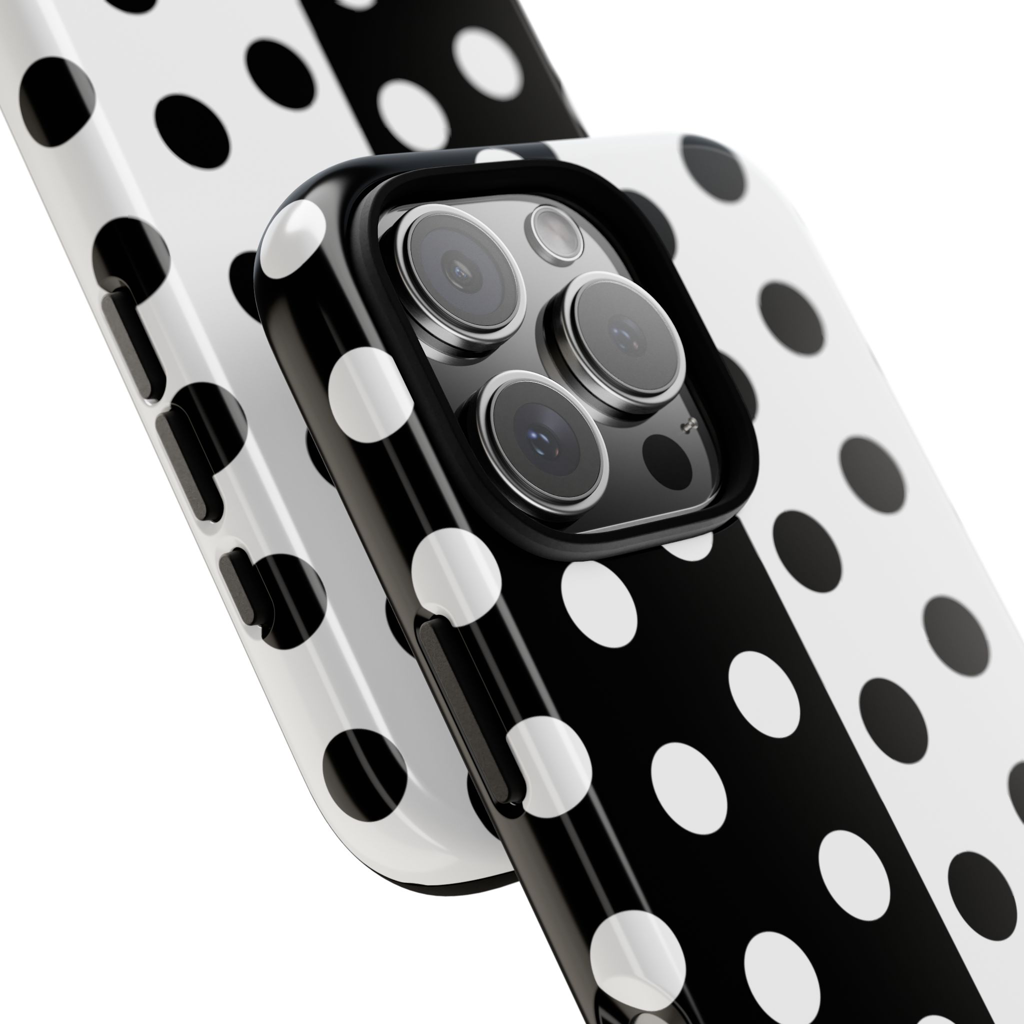 Polka Dot Black & White Split Design Phone Case — Cellfinds - Image 72