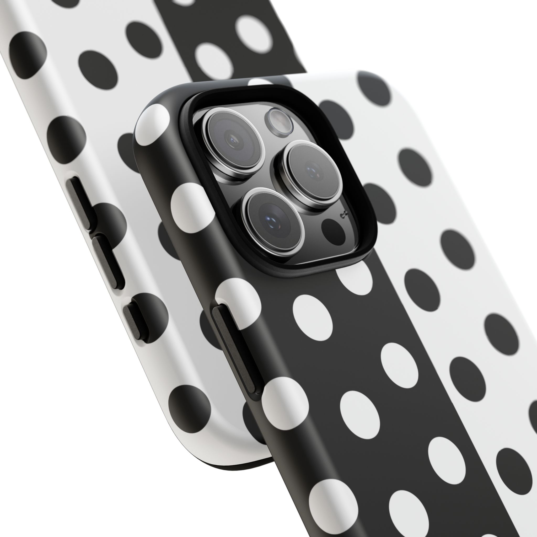 Polka Dot Black & White Split Design Phone Case — Cellfinds - Image 81