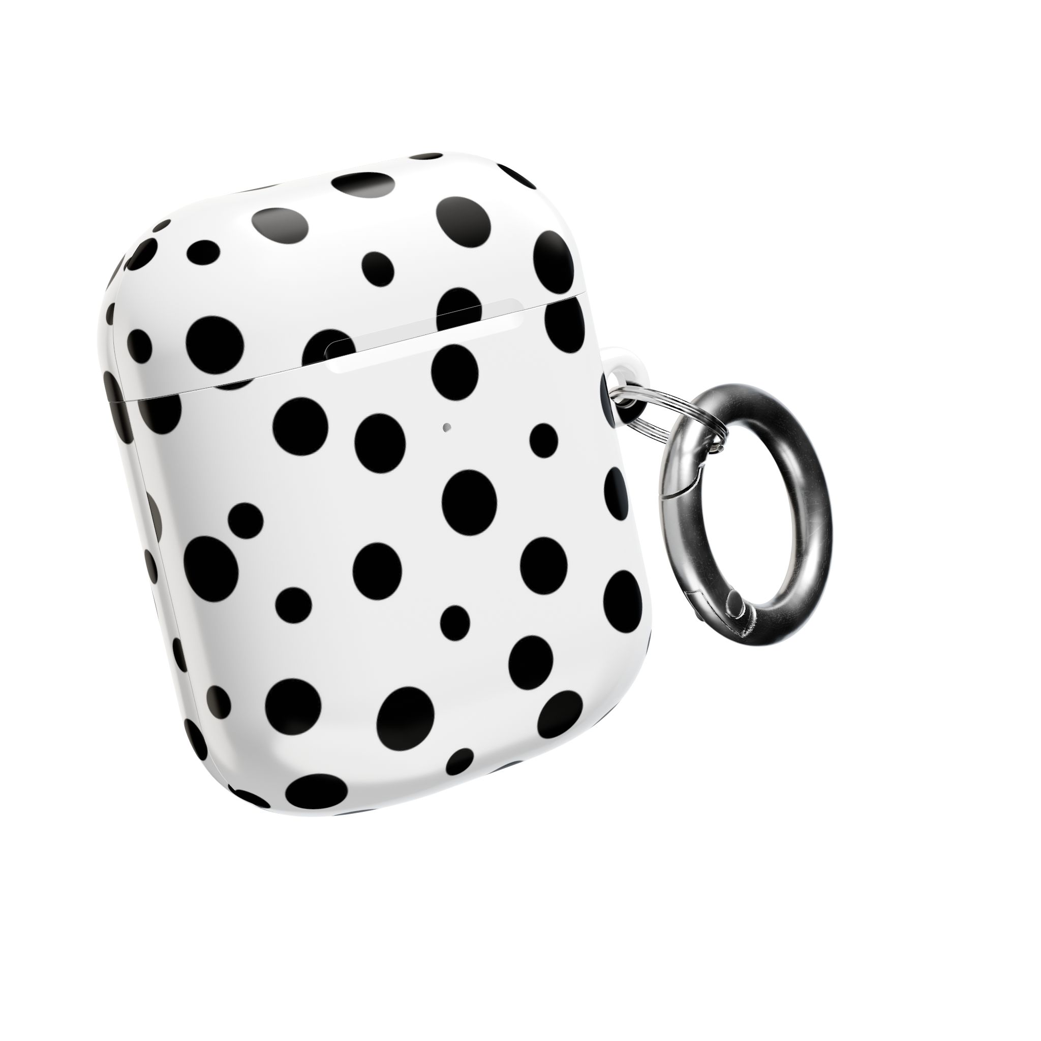 Black & White Polka Dot AirPods Case Cover with Keyring - Image 24