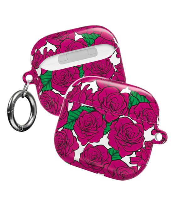 Magenta Rose AirPods Case with Keyring