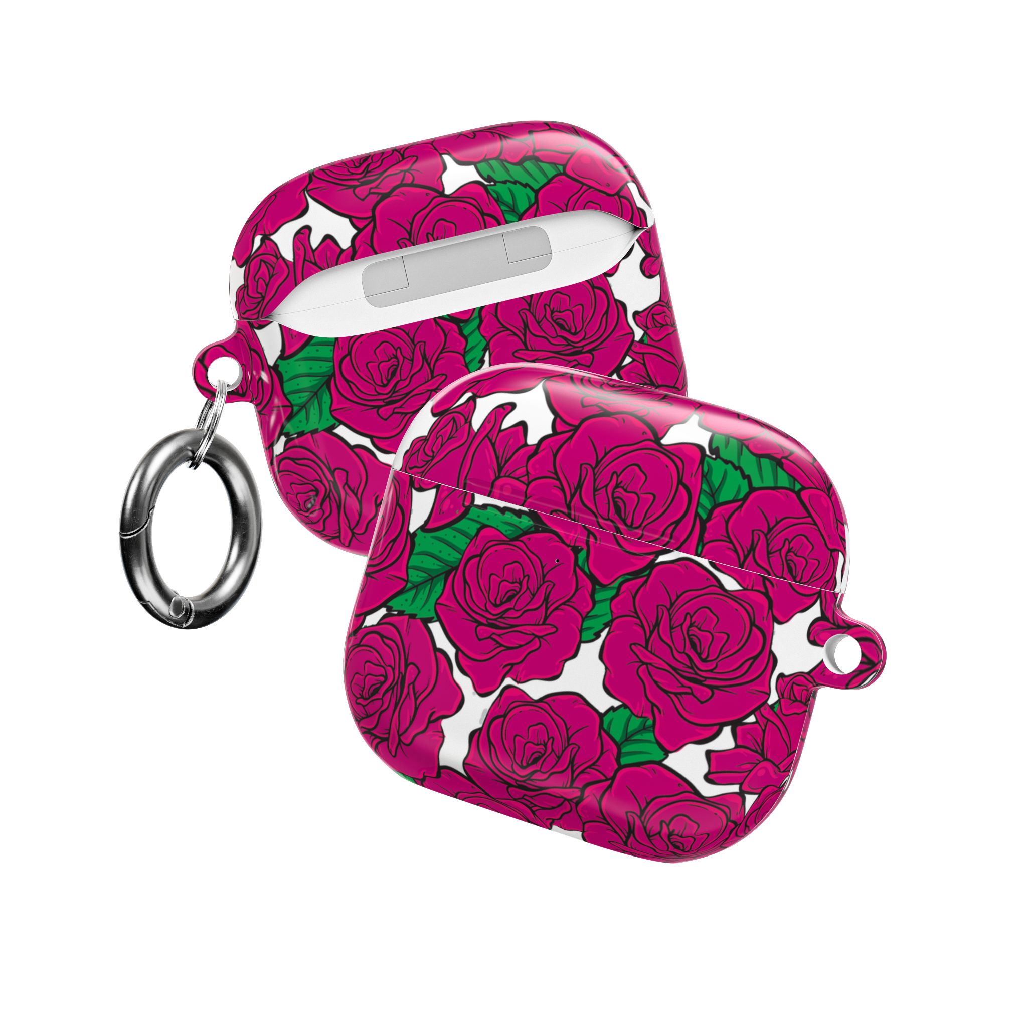Magenta Rose AirPods Case with Keyring