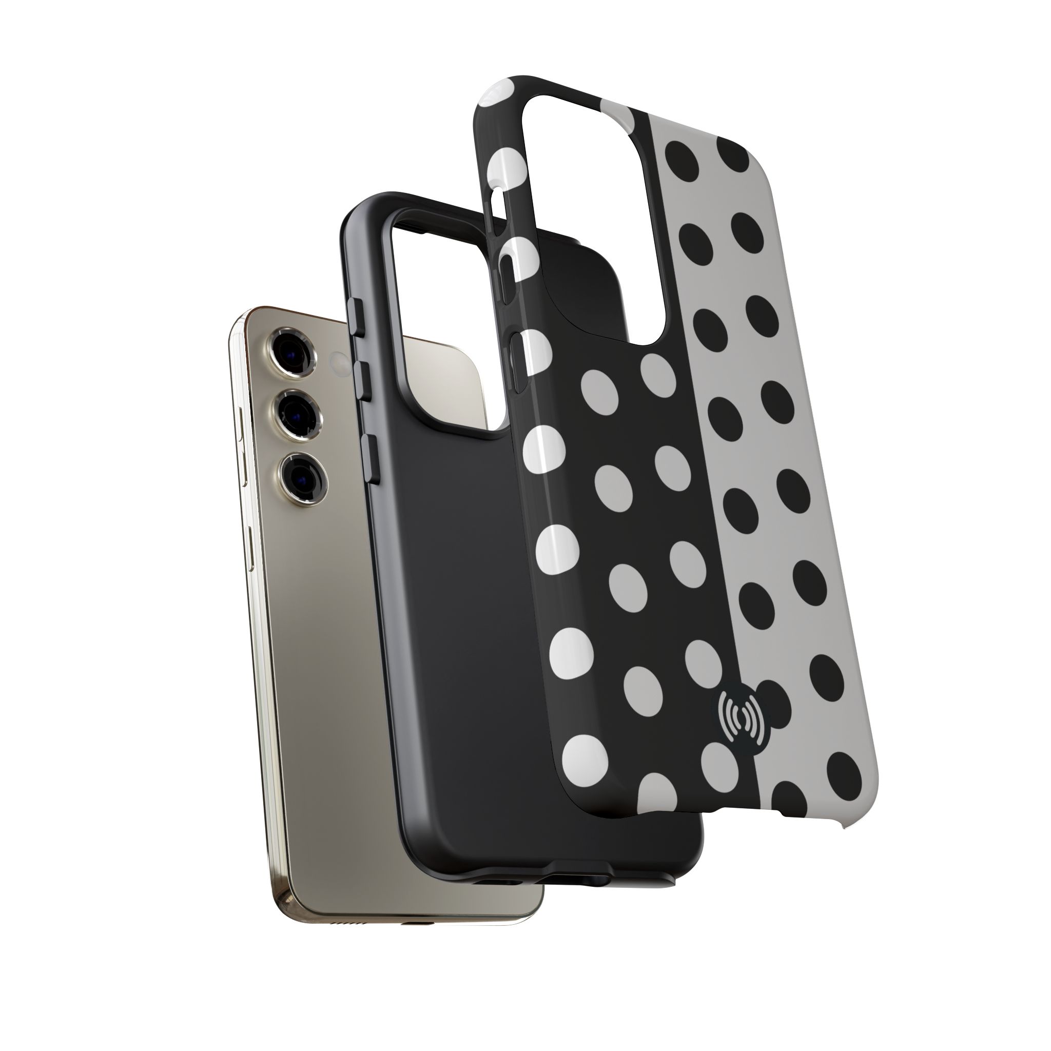 Polka Dot Black & White Split Design Phone Case — Cellfinds - Image 3