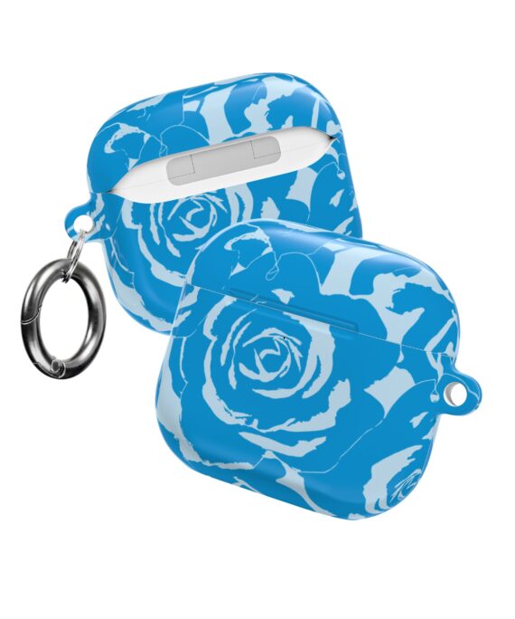 Blue Floral AirPods Case | Soft Aesthetic Earbud Case with Keychain