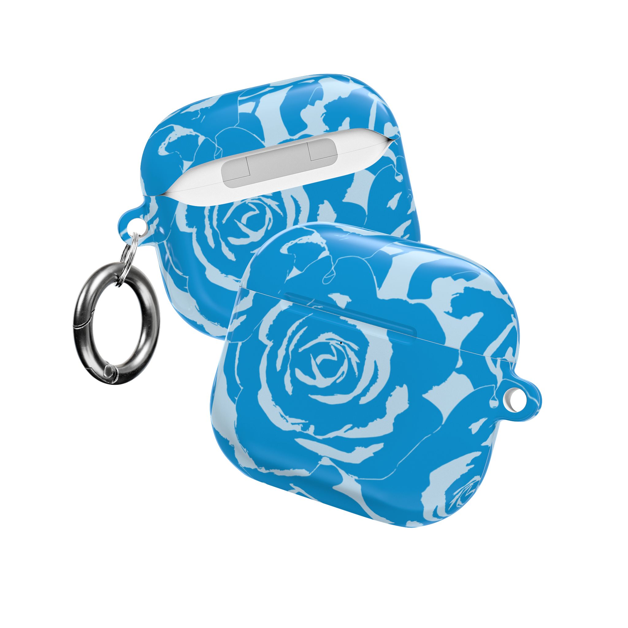 Blue Floral AirPods Case | Soft Aesthetic Earbud Case with Keychain