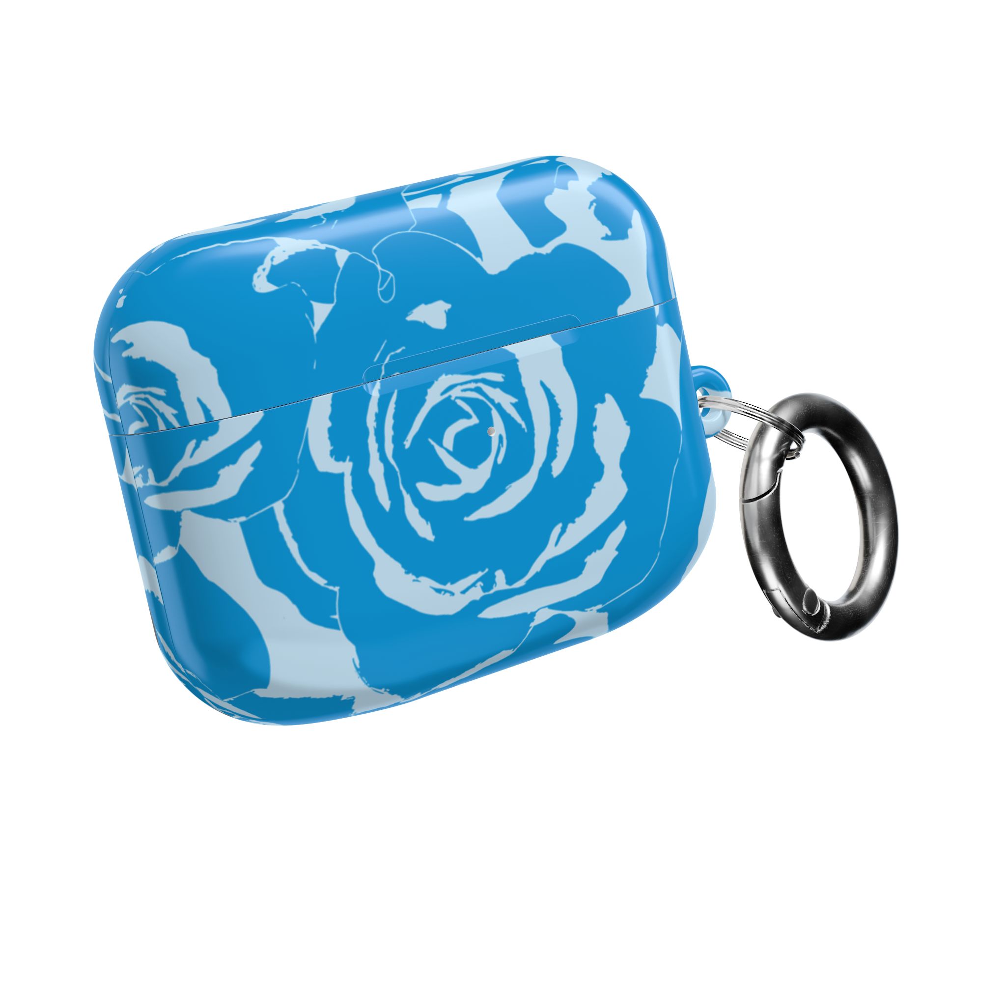 Blue Floral AirPods Case | Soft Aesthetic Earbud Case with Keychain - Image 12