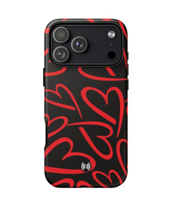 Red Heart Doodle on Black