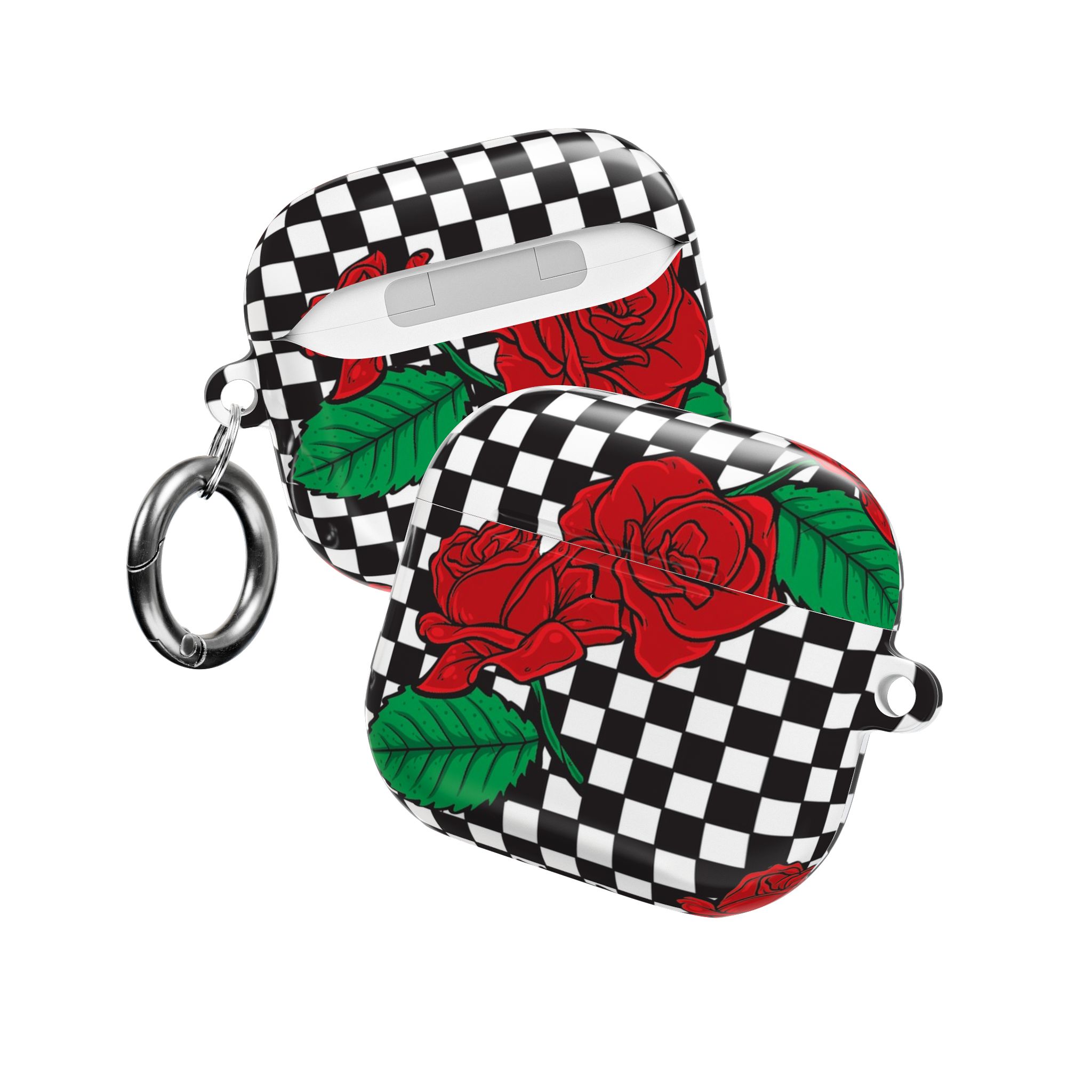 Checkerboard Rose AirPods Case with Keyring - Image 5
