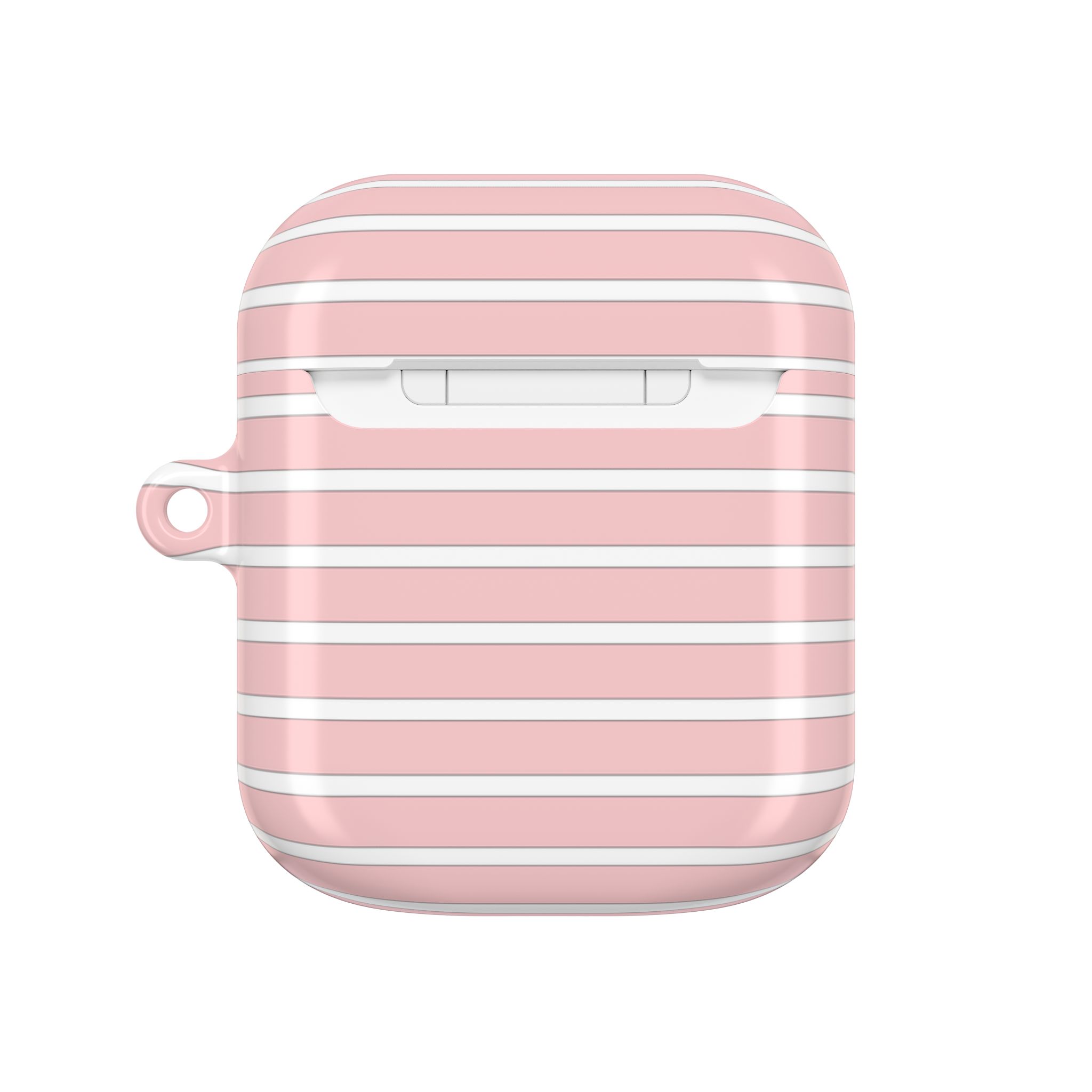 Pink Striped AirPods Case with Keyring - Image 23