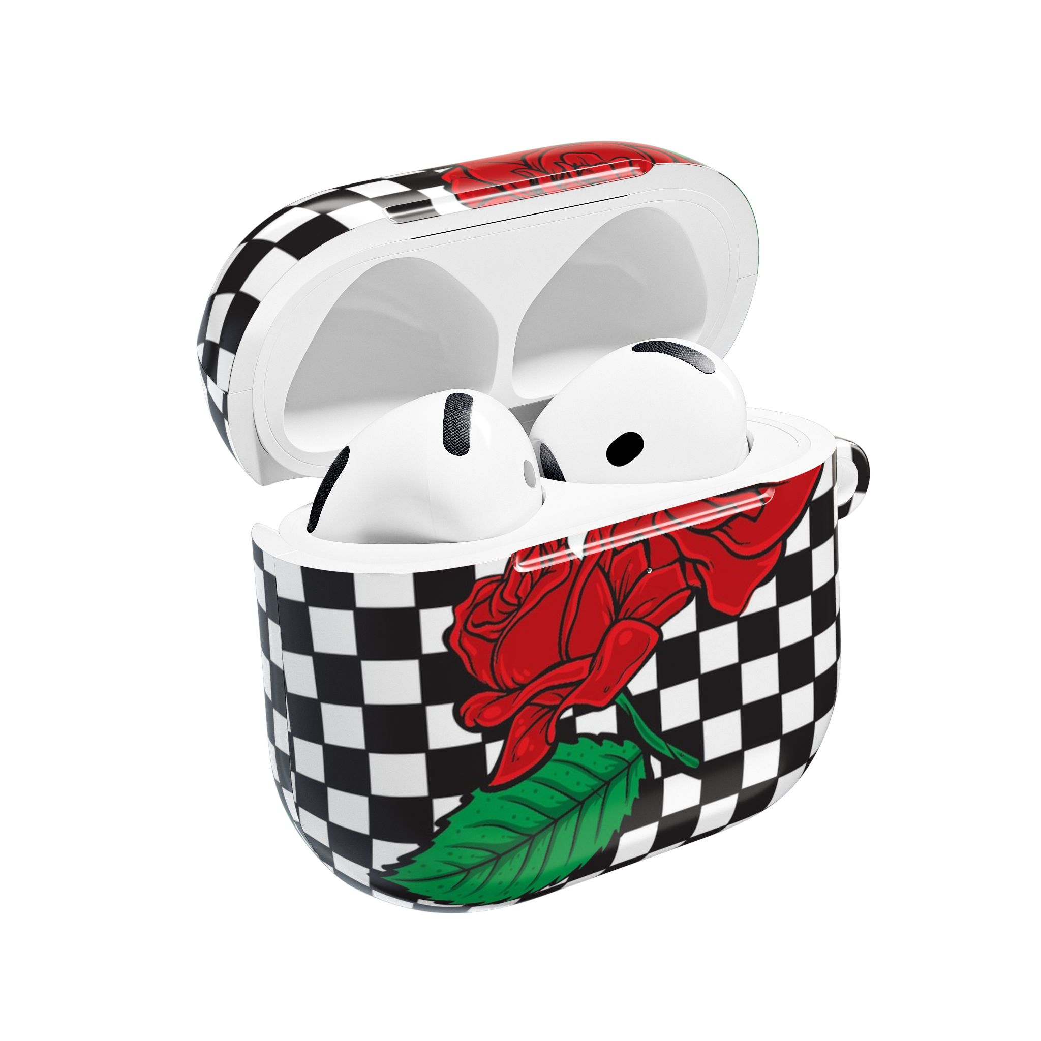 Checkerboard Rose AirPods Case with Keyring - Image 4
