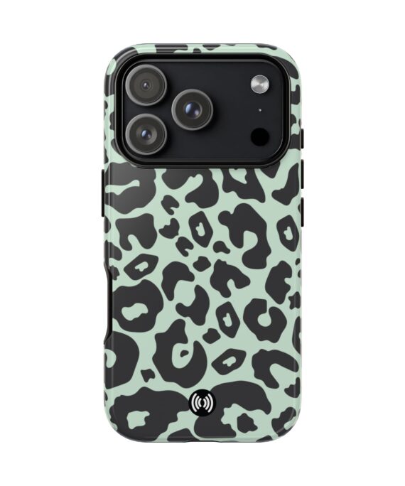 Leopard Print Tough Phone Case — Mint Green Protective Phone Cover