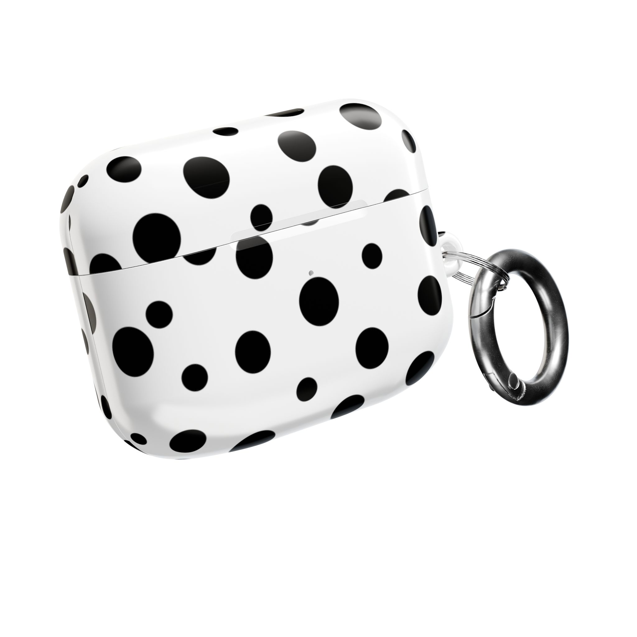 Black & White Polka Dot AirPods Case Cover with Keyring - Image 12