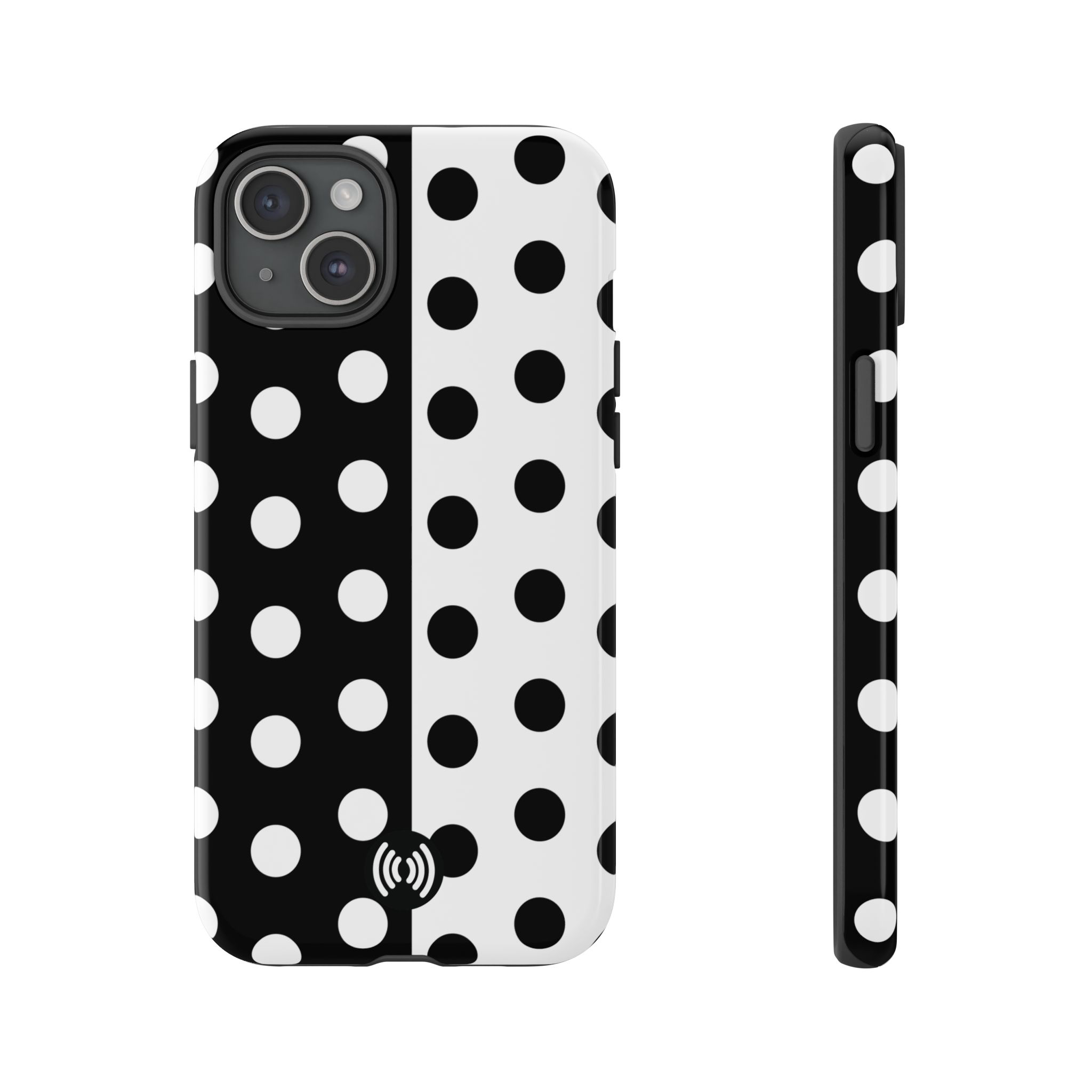 Polka Dot Black & White Split Design Phone Case — Cellfinds - Image 23