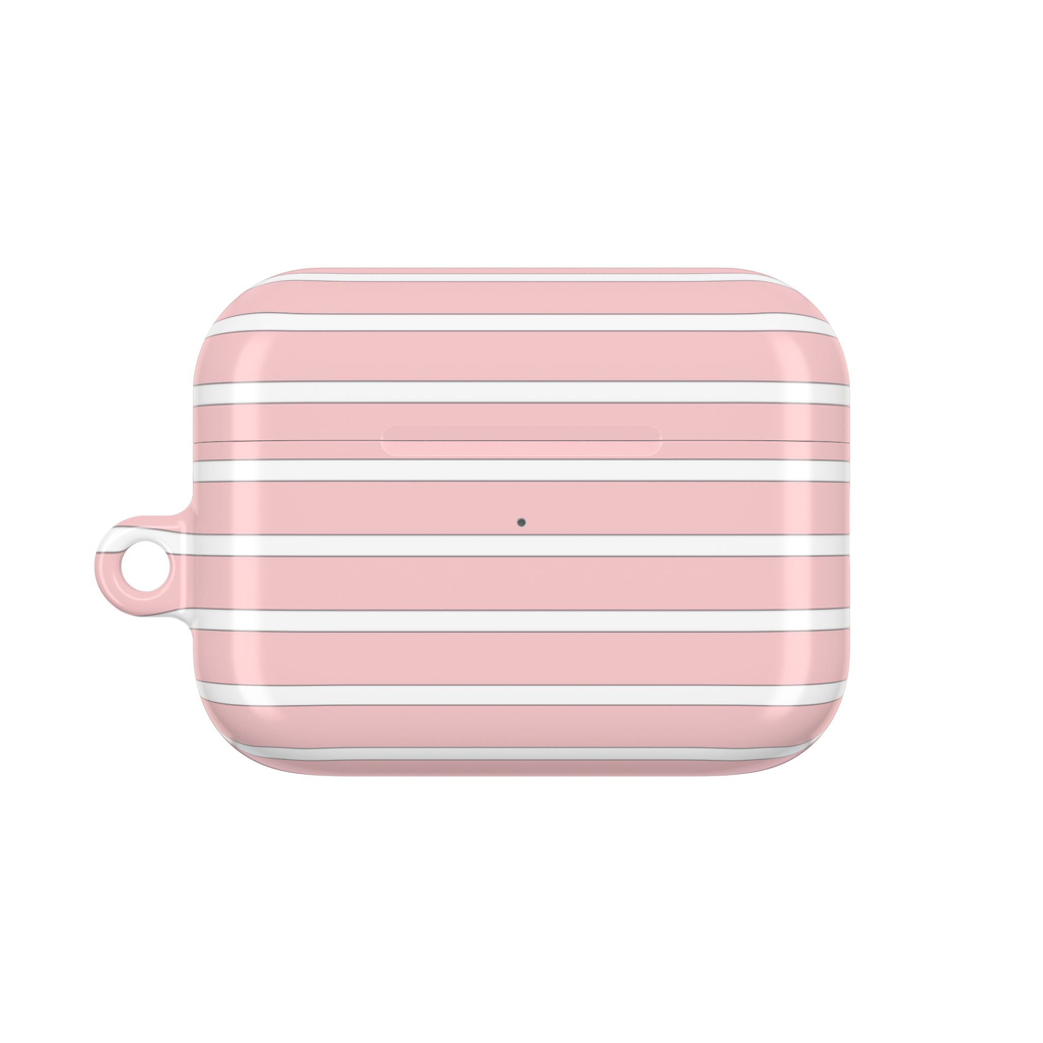 Pink Striped AirPods Case with Keyring - Image 14