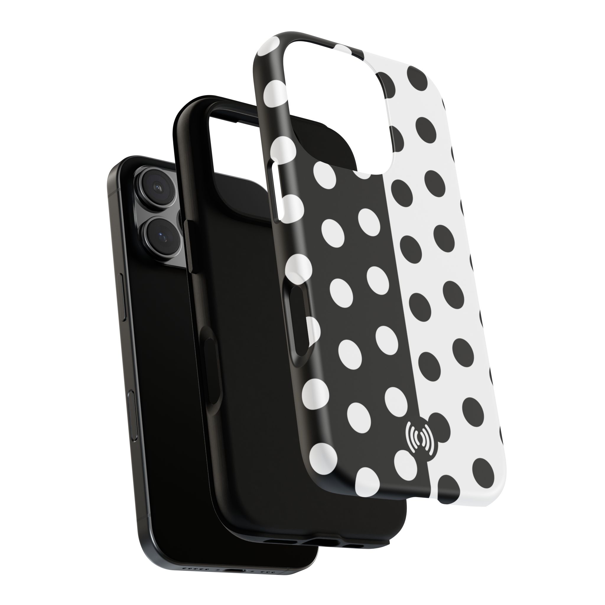 Polka Dot Black & White Split Design Phone Case — Cellfinds - Image 76