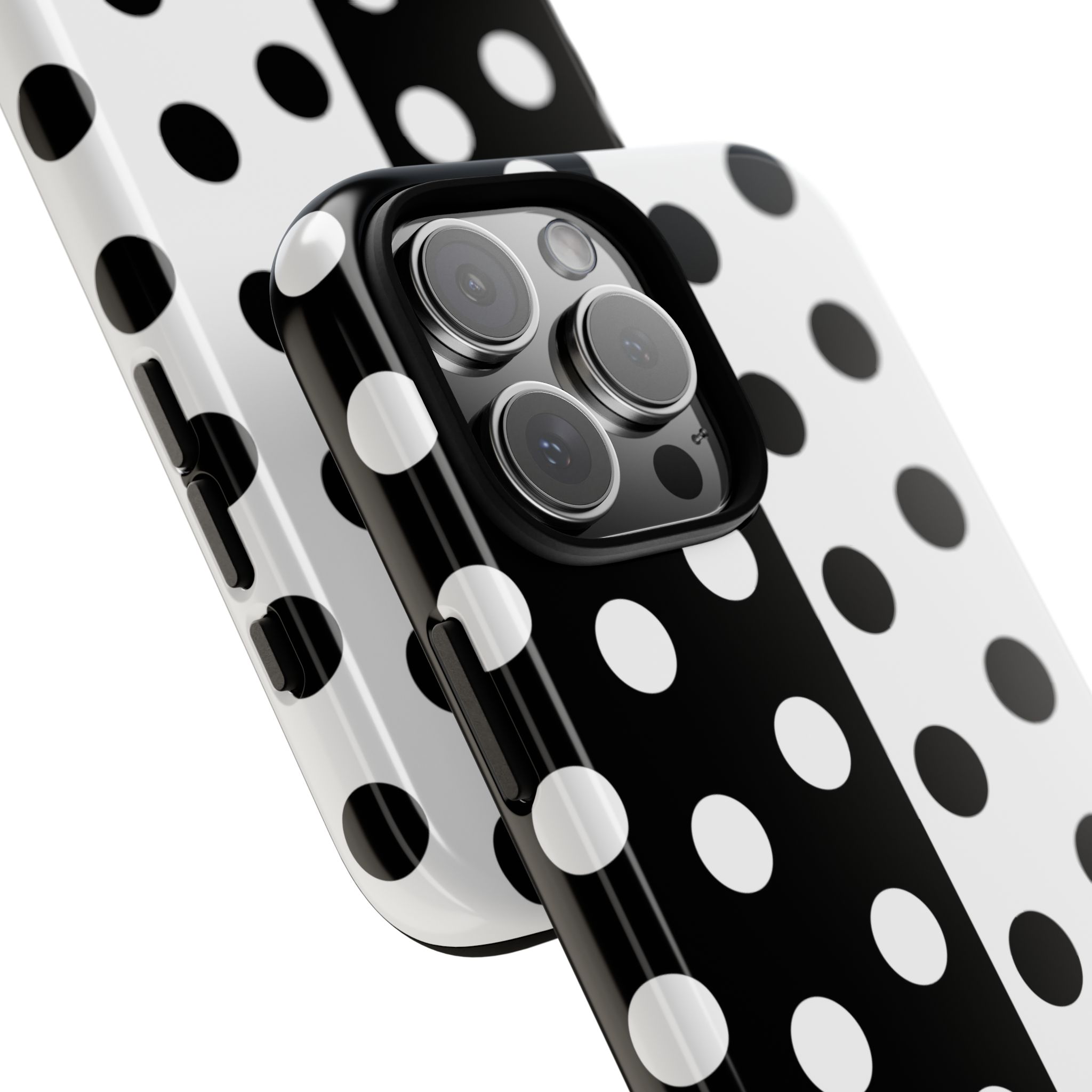 Polka Dot Black & White Split Design Phone Case — Cellfinds - Image 78
