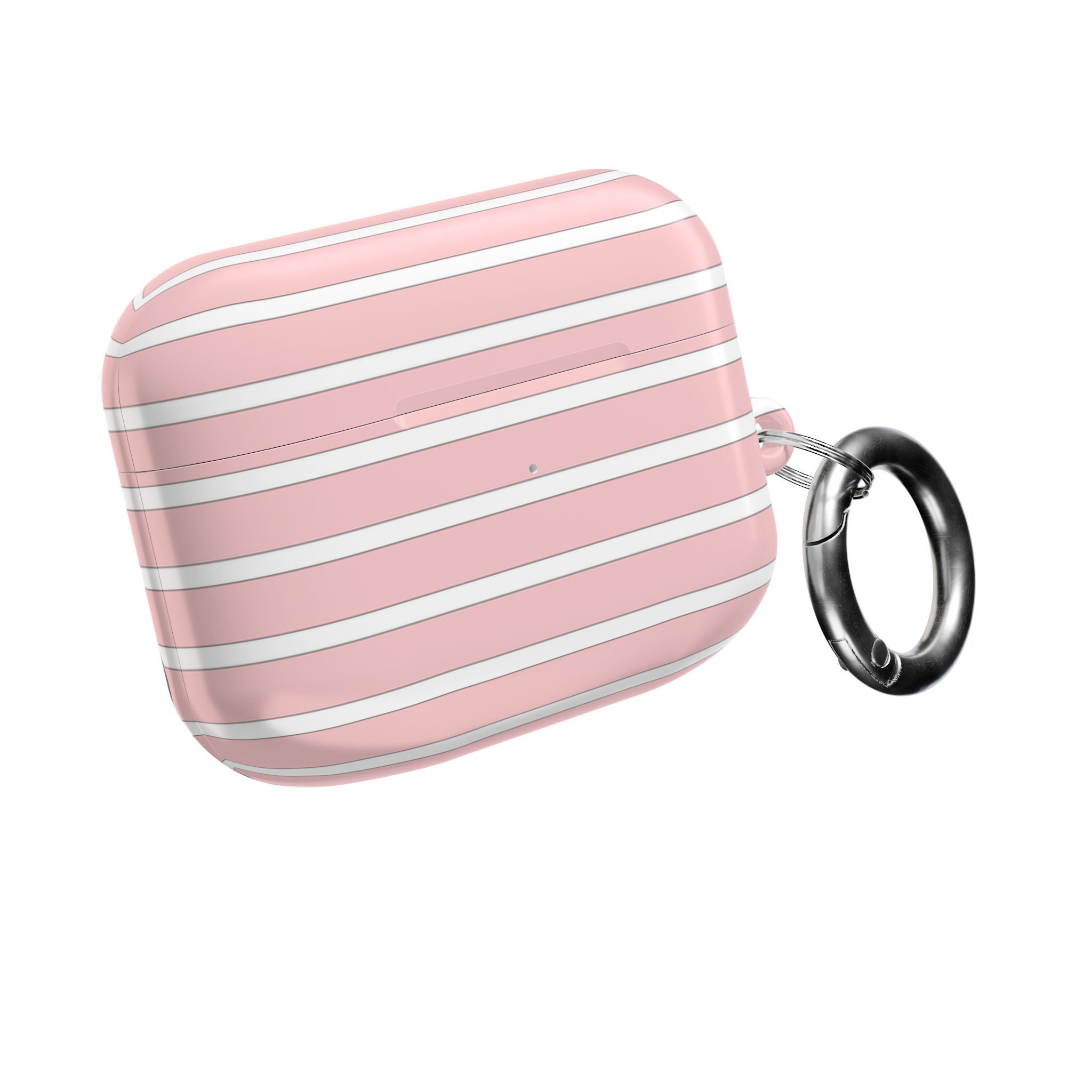 Pink Striped AirPods Case with Keyring - Image 12