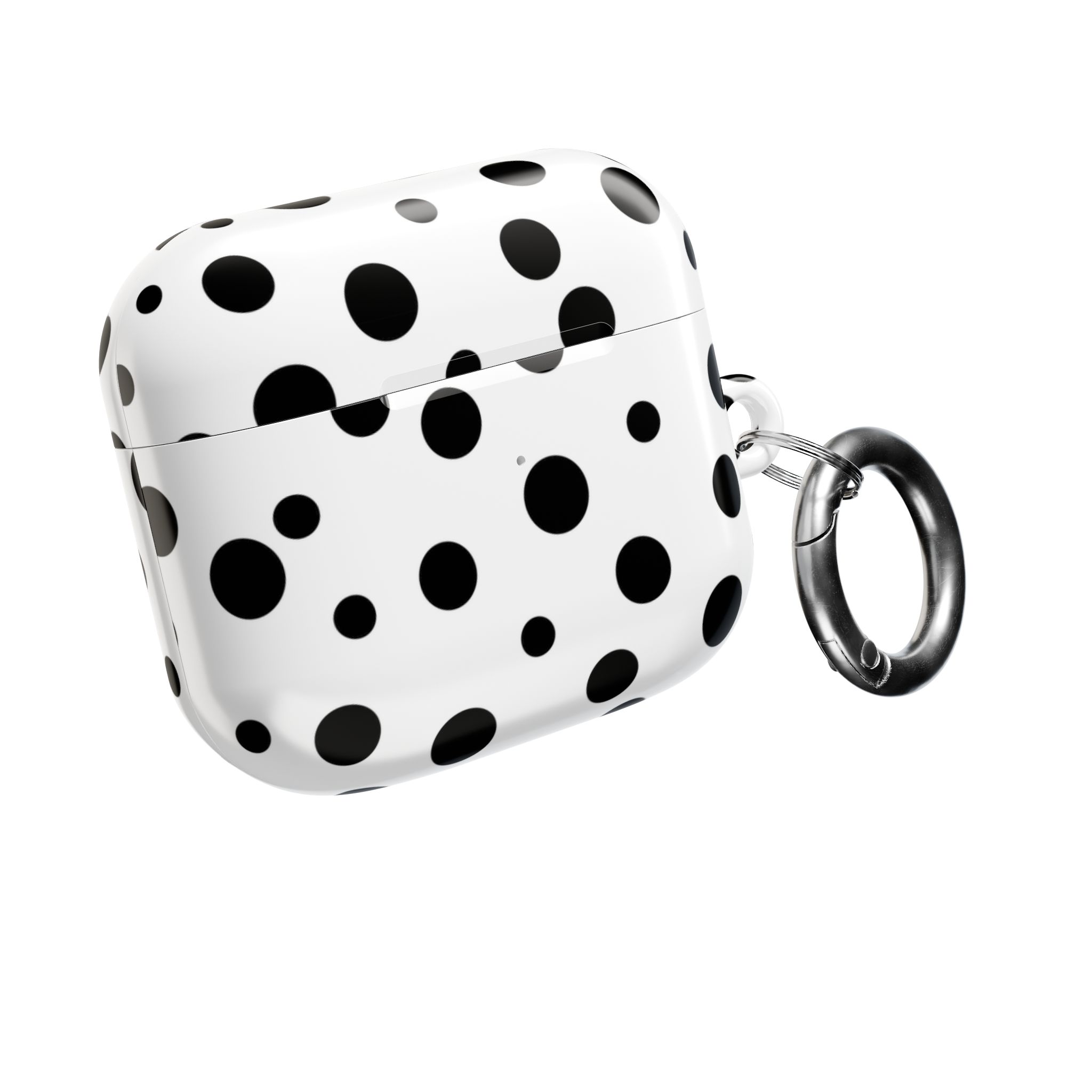 Black & White Polka Dot AirPods Case Cover with Keyring - Image 8