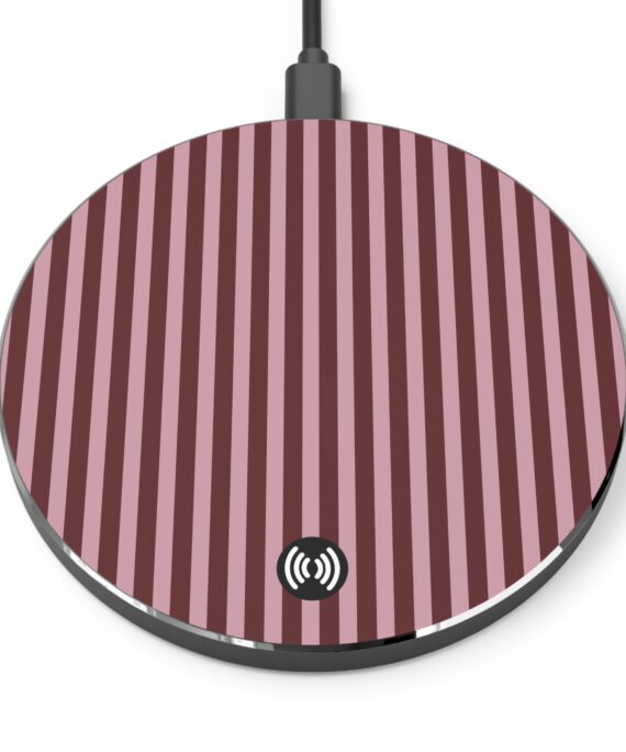 Striped Pink Wireless Charger — Fast Qi Charging Pad, Minimalist Phone Accessory