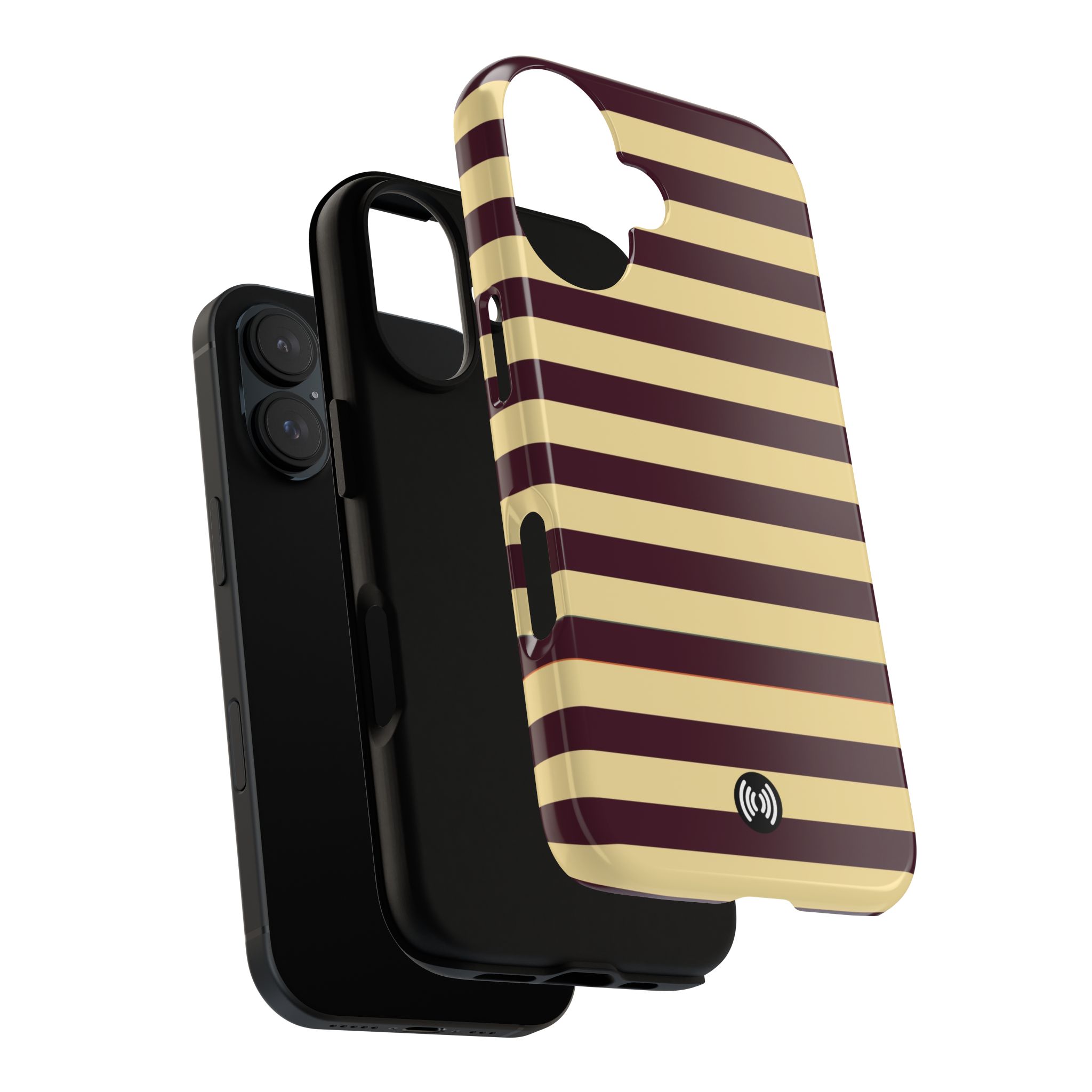 Brown & Beige Striped Protective iPhone Case - Image 3