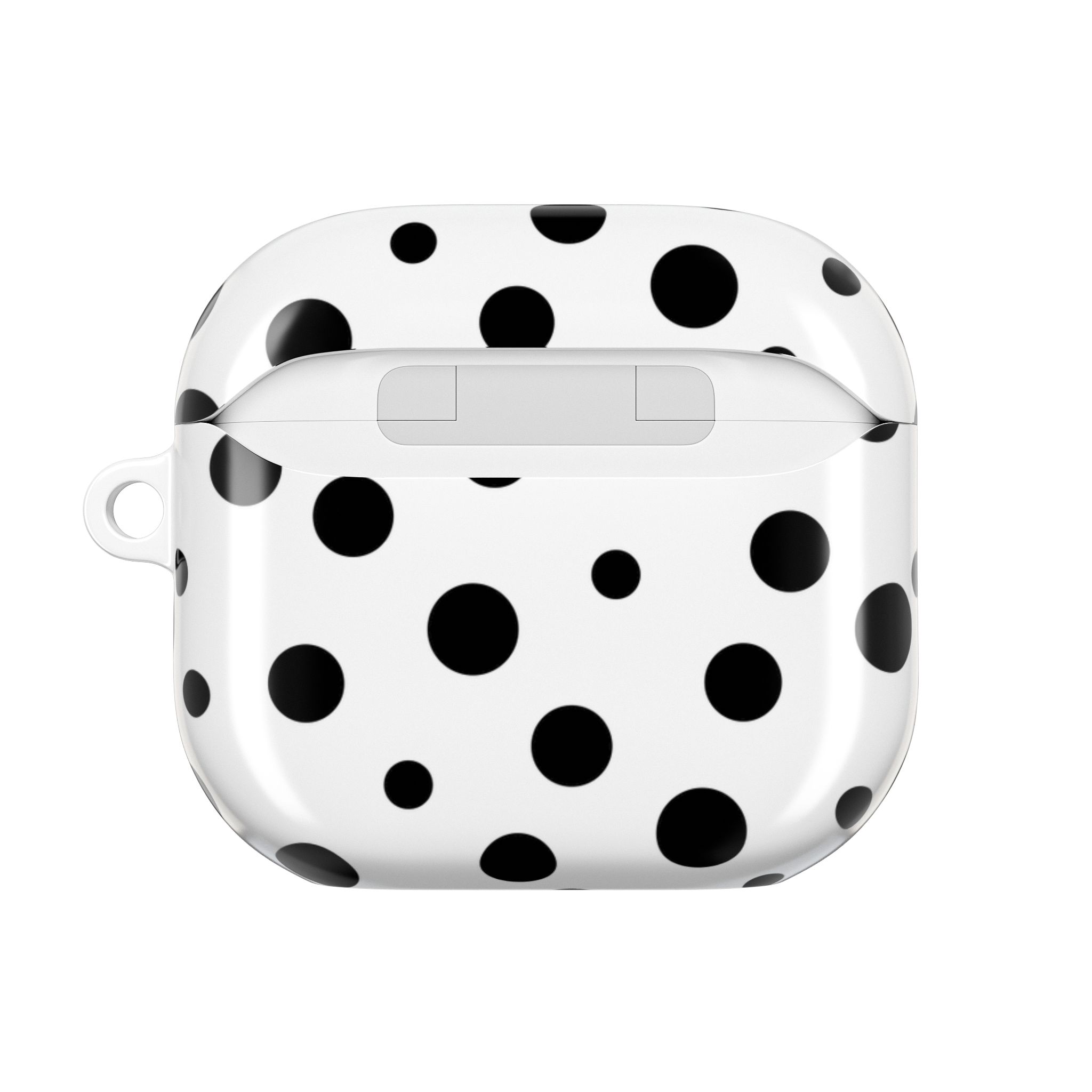 Black & White Polka Dot AirPods Case Cover with Keyring - Image 3