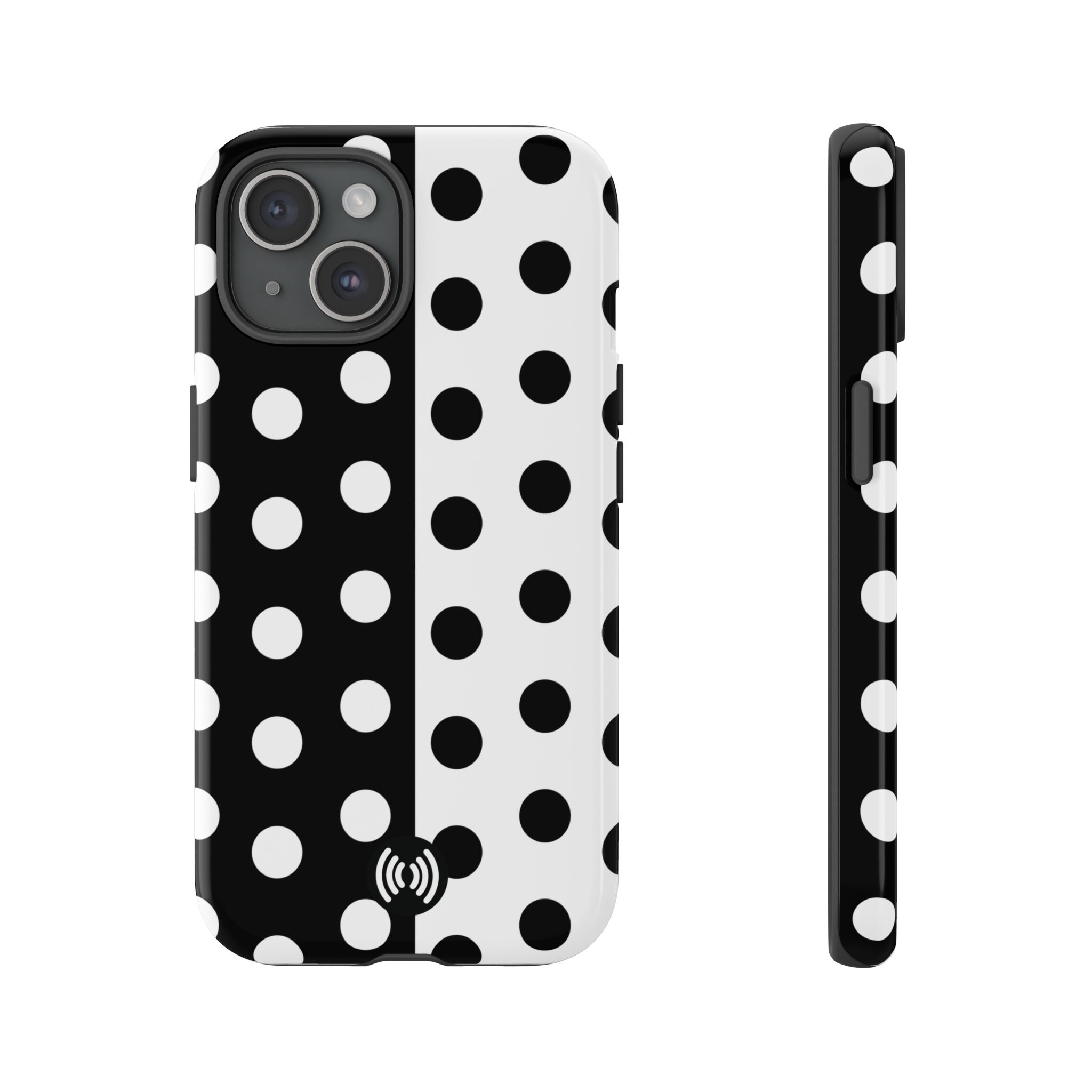 Polka Dot Black & White Split Design Phone Case — Cellfinds - Image 19
