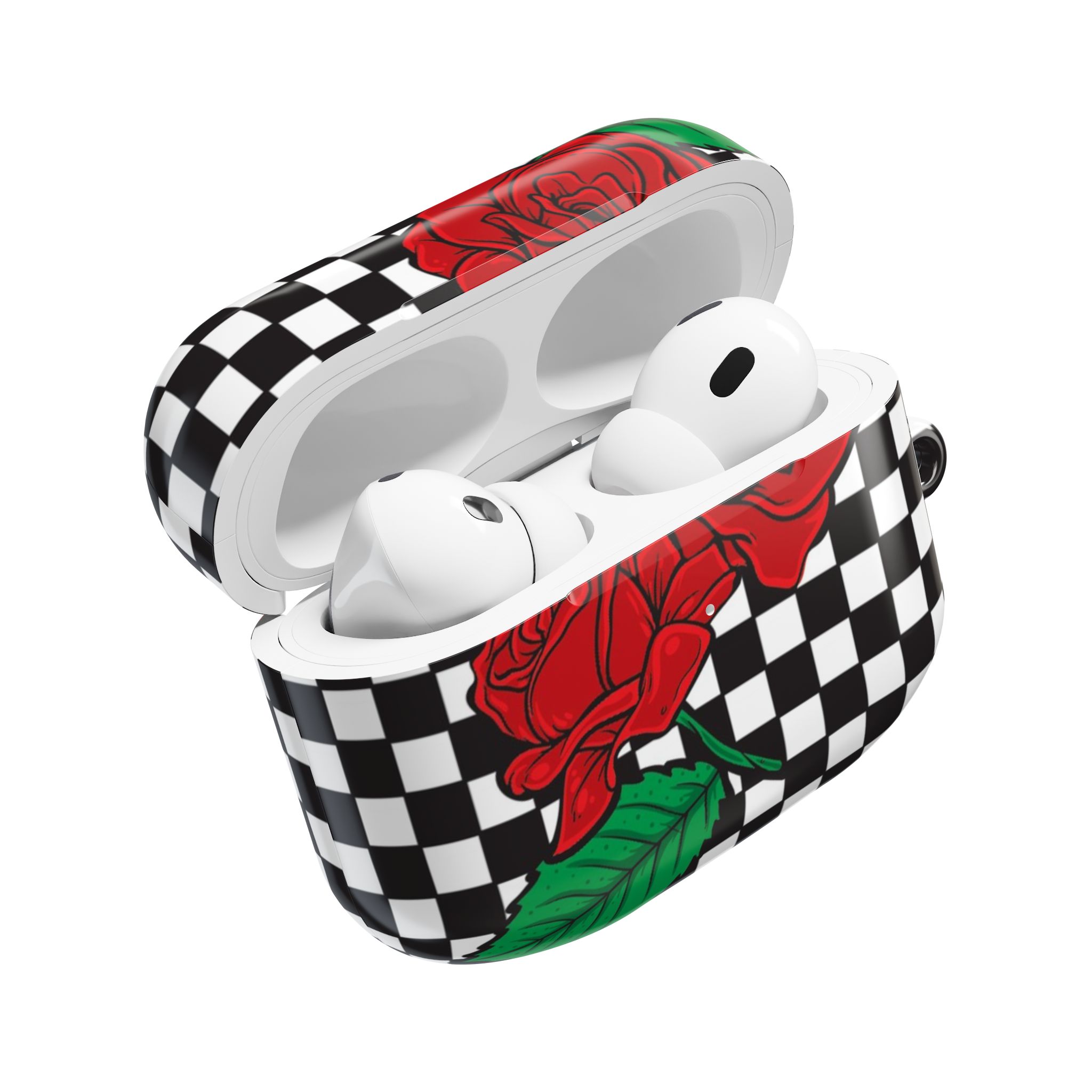 Checkerboard Rose AirPods Case with Keyring - Image 13