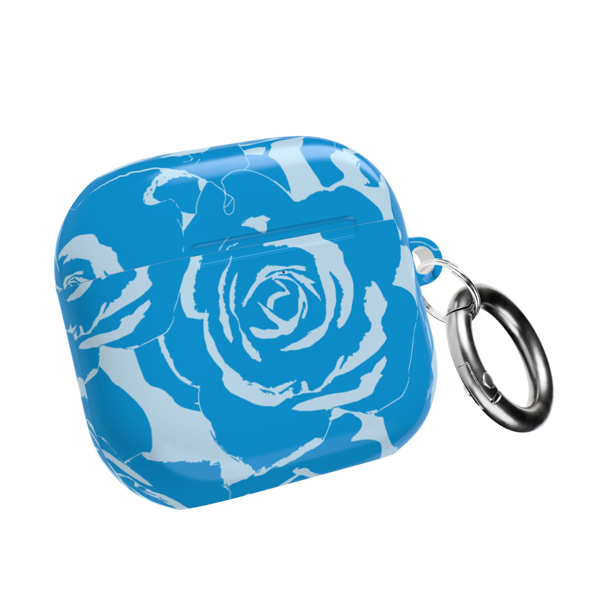 Blue Floral AirPods Case | Soft Aesthetic Earbud Case with Keychain - Image 4