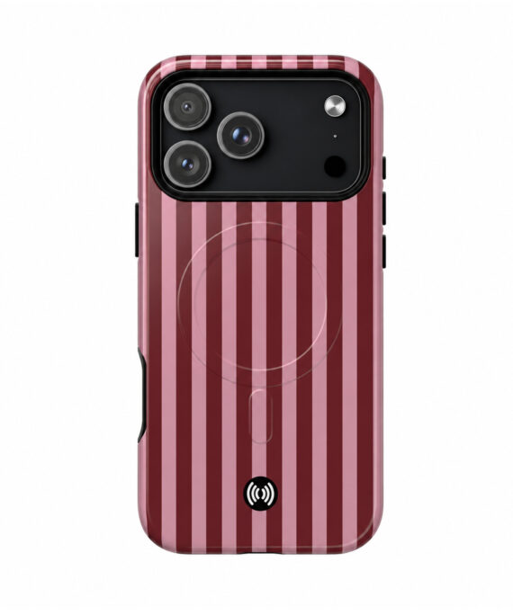 Burgundy Pink Striped MagSafe iPhone Case | Cellfinds