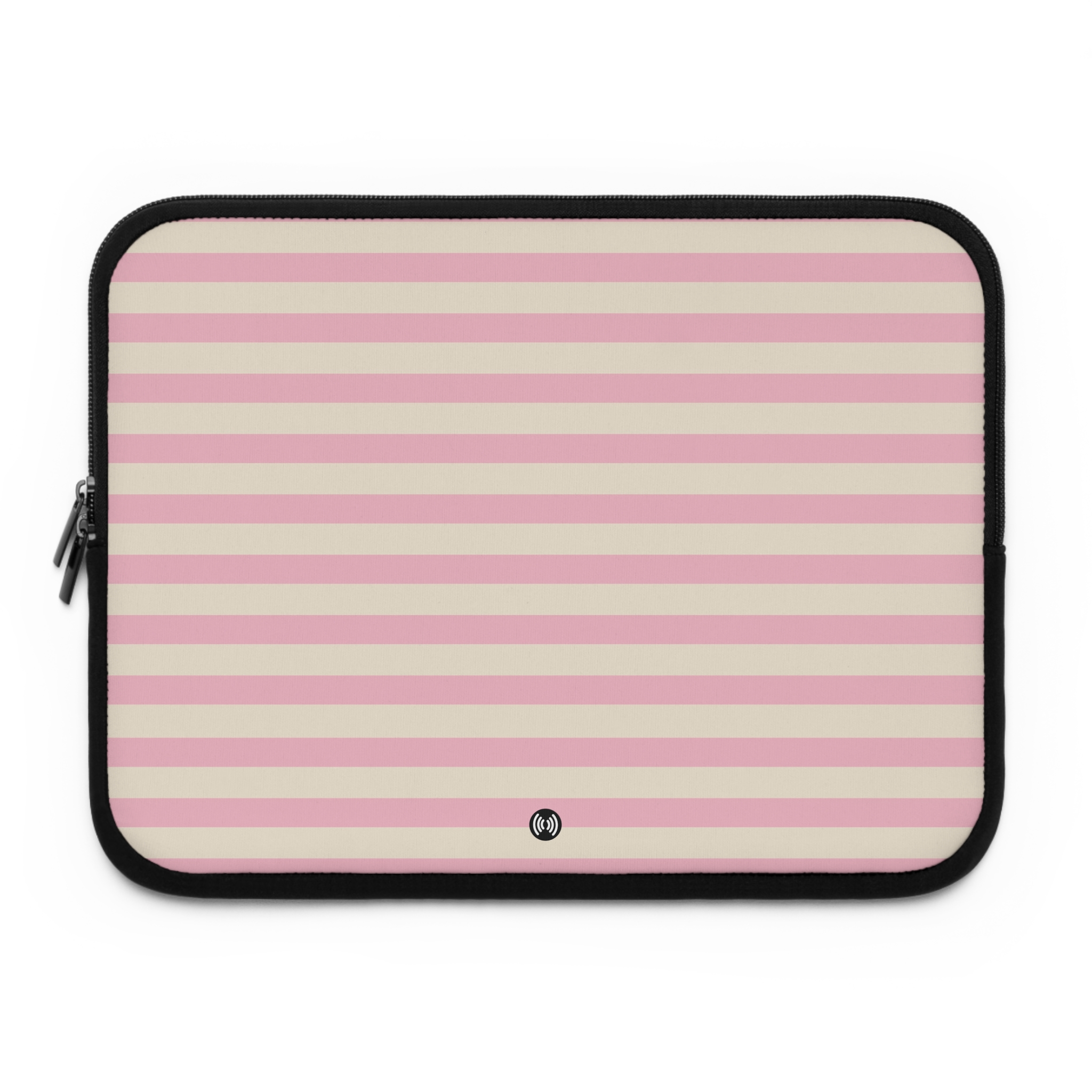 Pink Stripe Laptop Sleeve — Pastel Pink & Cream Protective Case - Image 5