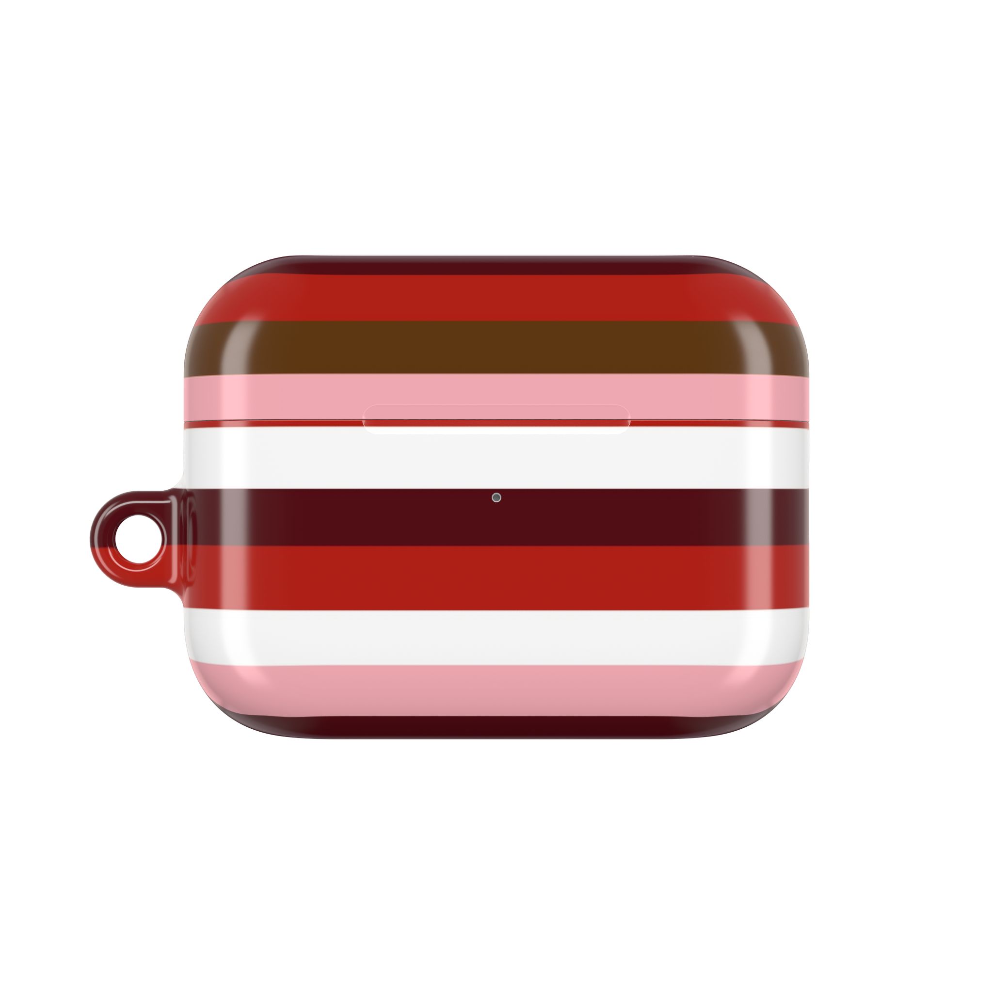 Striped Pink & Red AirPod Case — Retro Candy Stripe Protective Case - Image 3