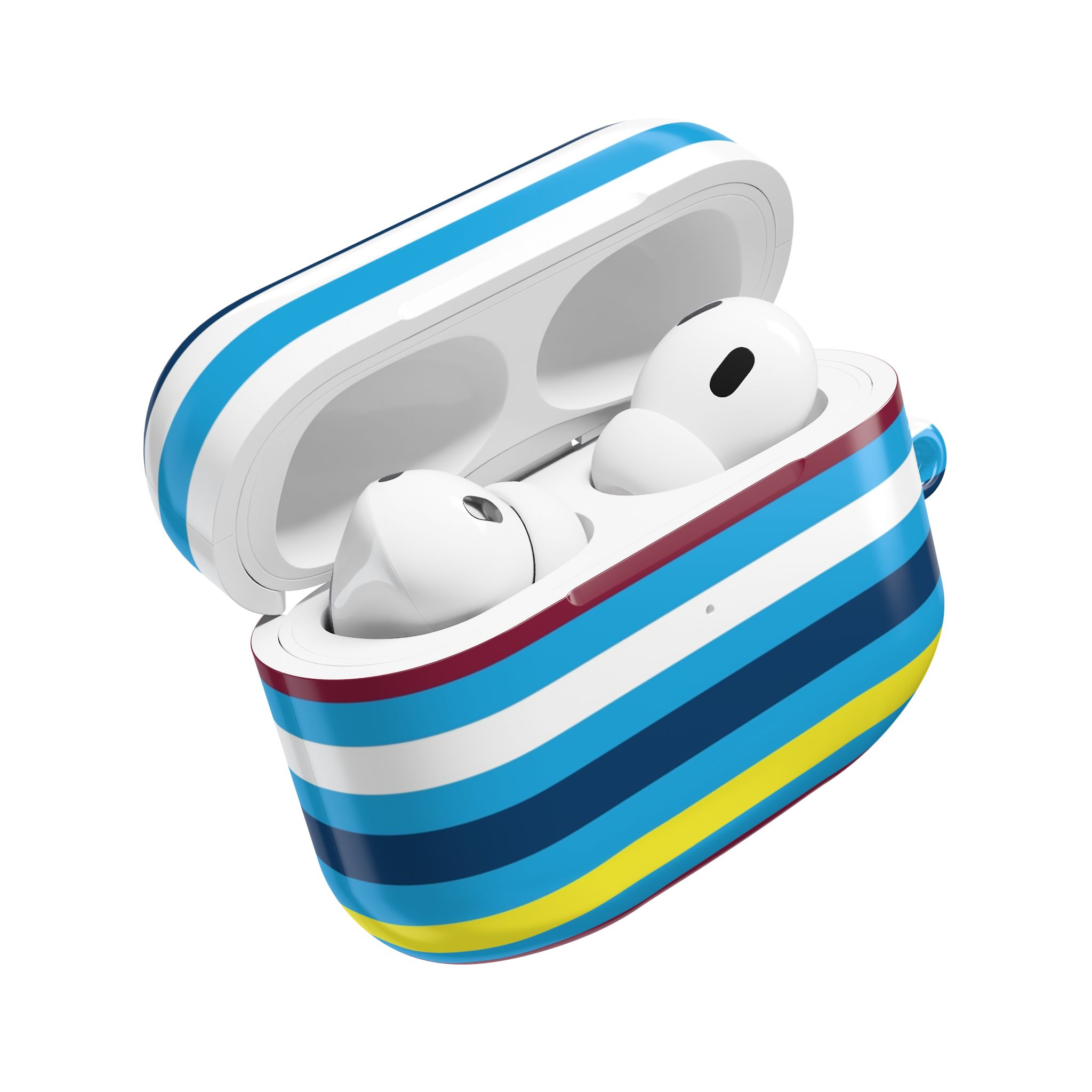 Striped Bluetooth AirPod Case — Coastal Blue Multicolor Protective Cover - Image 4