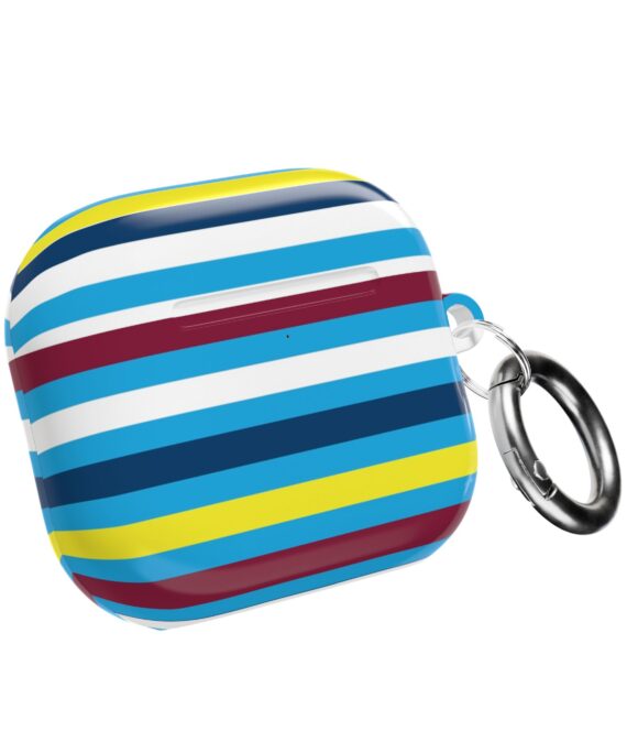 Striped Bluetooth AirPod Case ā Coastal Blue Multicolor Protective Cover