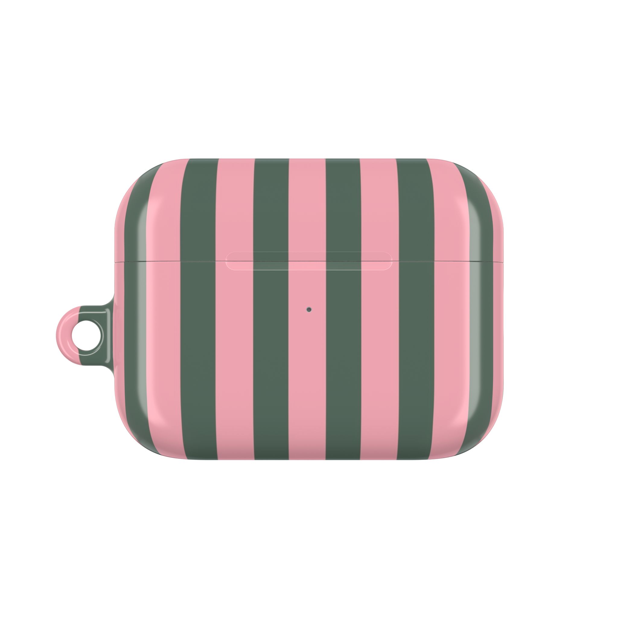 Pink & Olive Stripe AirPod Case — Retro Chic Protective Cover - Image 5