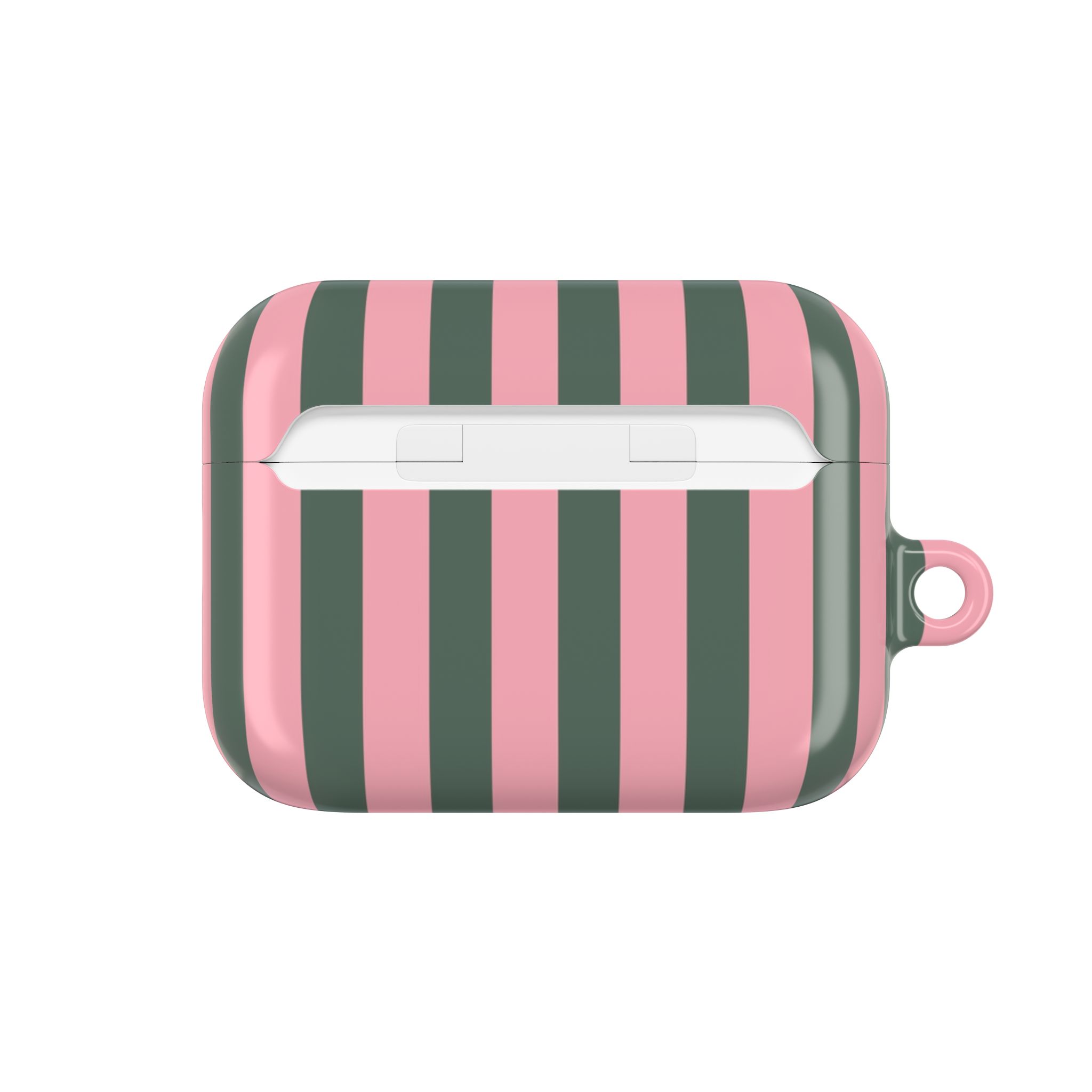 Pink & Olive Stripe AirPod Case — Retro Chic Protective Cover - Image 6