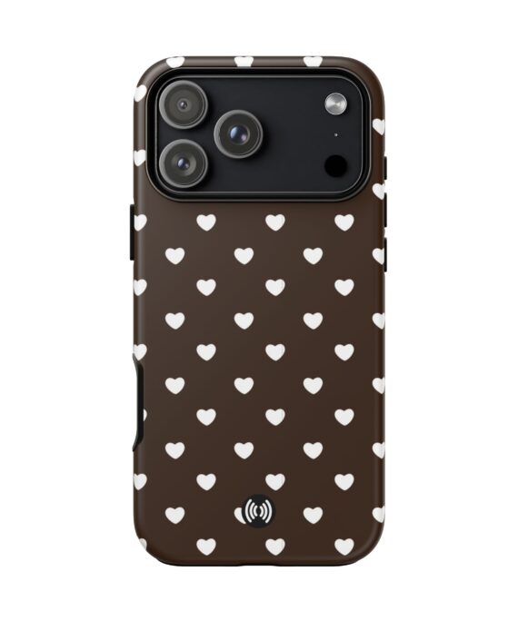 Brown & White Heart Pattern Phone Case