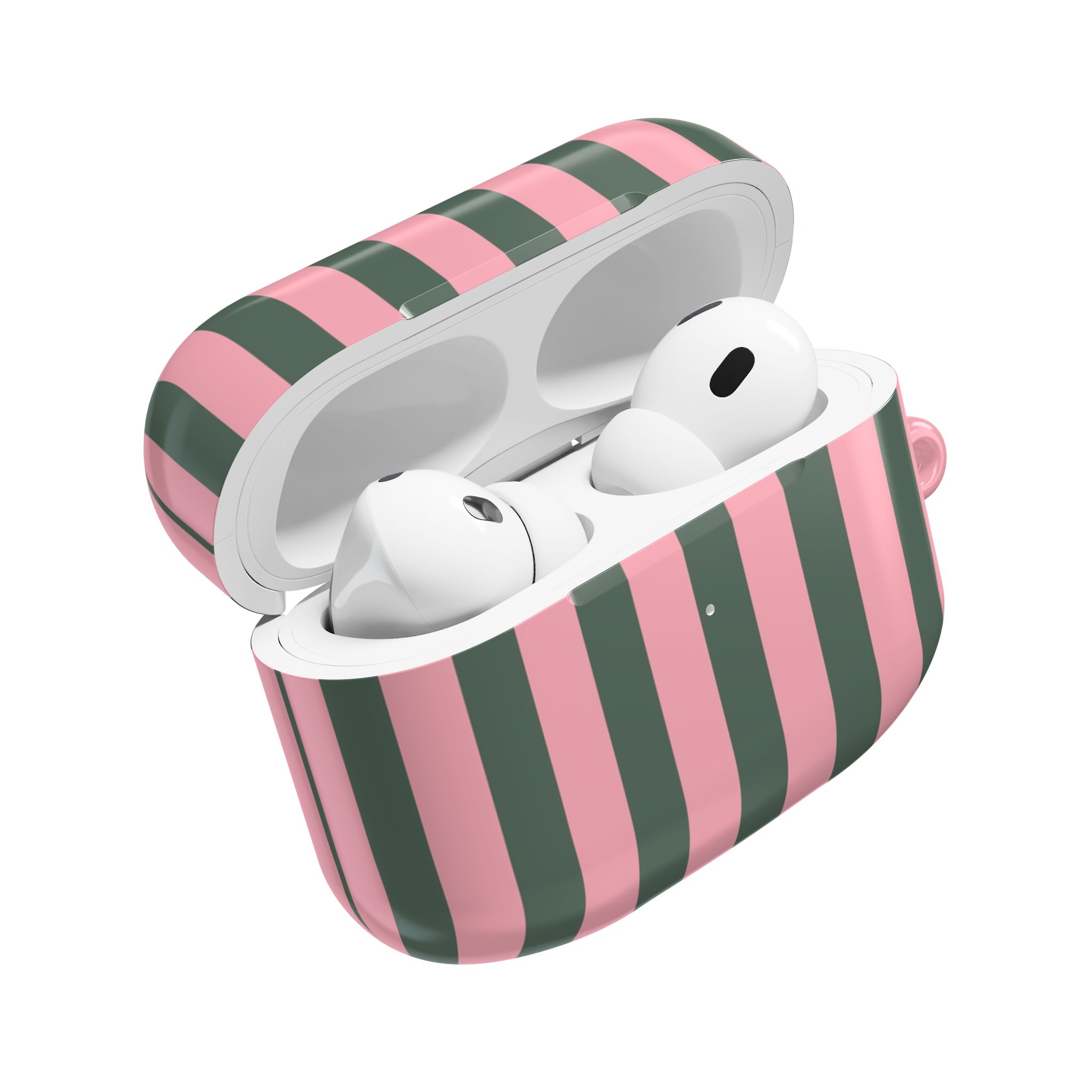 Pink & Olive Stripe AirPod Case — Retro Chic Protective Cover - Image 4