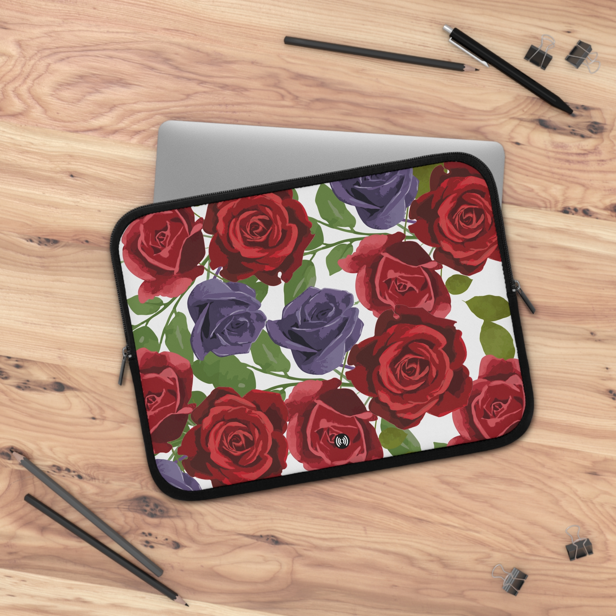 Rose Pattern Laptop Sleeve — Red & Purple Floral Protective Case - Image 7