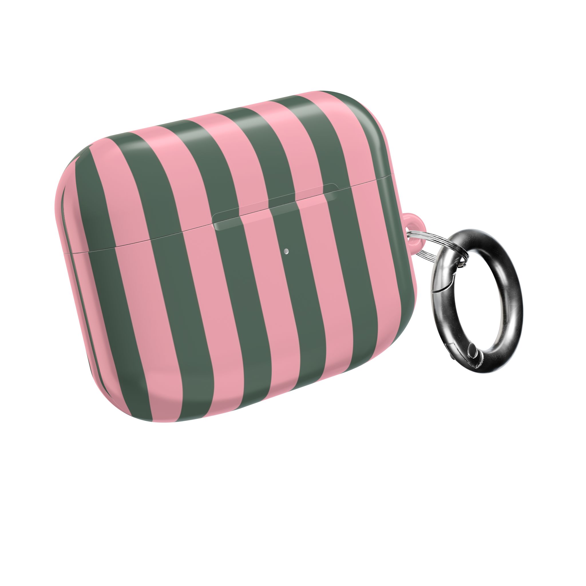 Pink & Olive Stripe AirPod Case — Retro Chic Protective Cover - Image 3