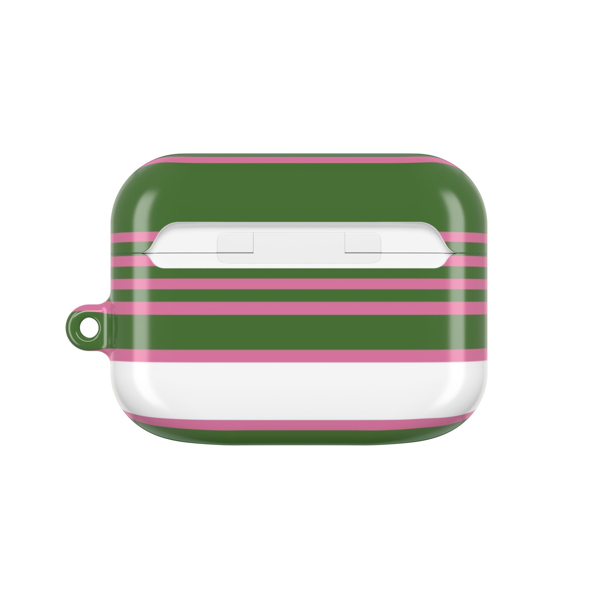Striped Green & Pink AirPod Case — Cute Retro Stripe Protective Cover - Image 3