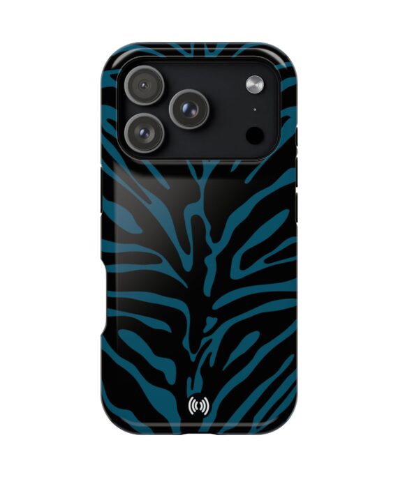 Magnetic Impact-Resistant Phone Case — Teal Zebra Pattern