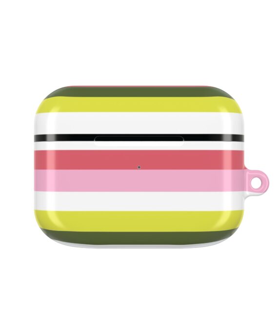 Striped AirPod Case — Colorful Pink, Yellow & Olive Protective Cover