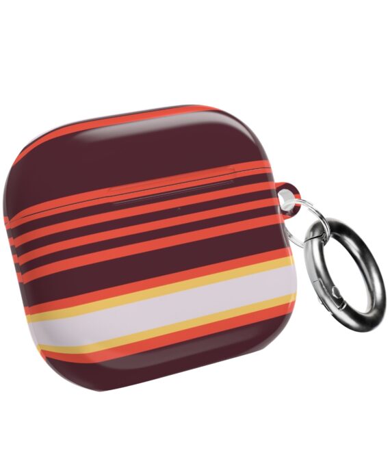Striped Sunset AirPod Case — Retro Red & Orange Protective Cover
