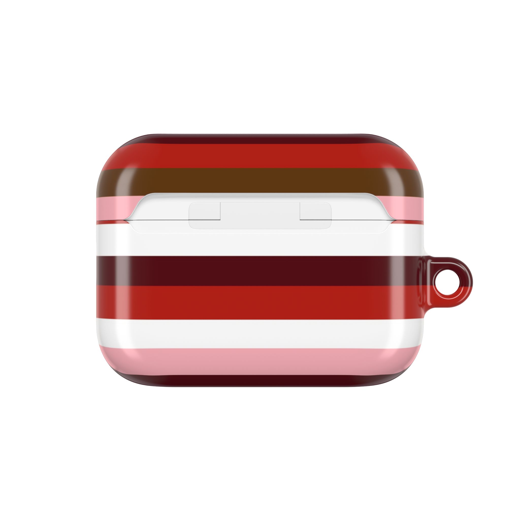 Striped Pink & Red AirPod Case — Retro Candy Stripe Protective Case - Image 4
