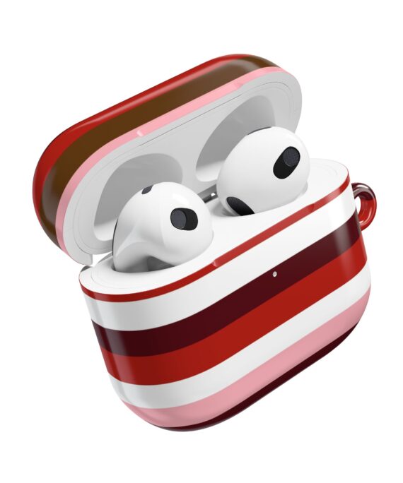 Striped Pink & Red AirPod Case — Retro Candy Stripe Protective Case
