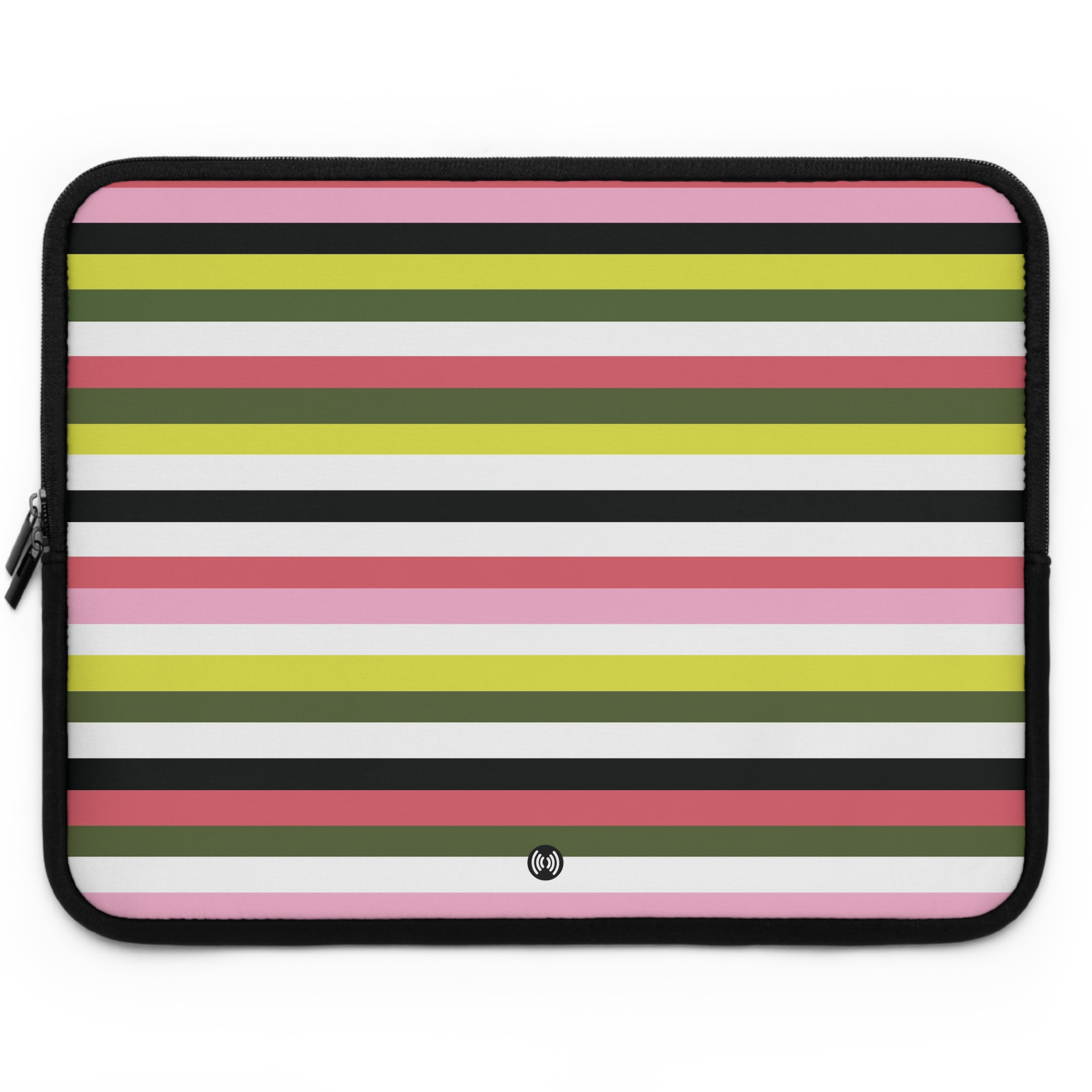 Striped Laptop Sleeve — Pink, Olive & Black Retro Stripe Protective Case - Image 8