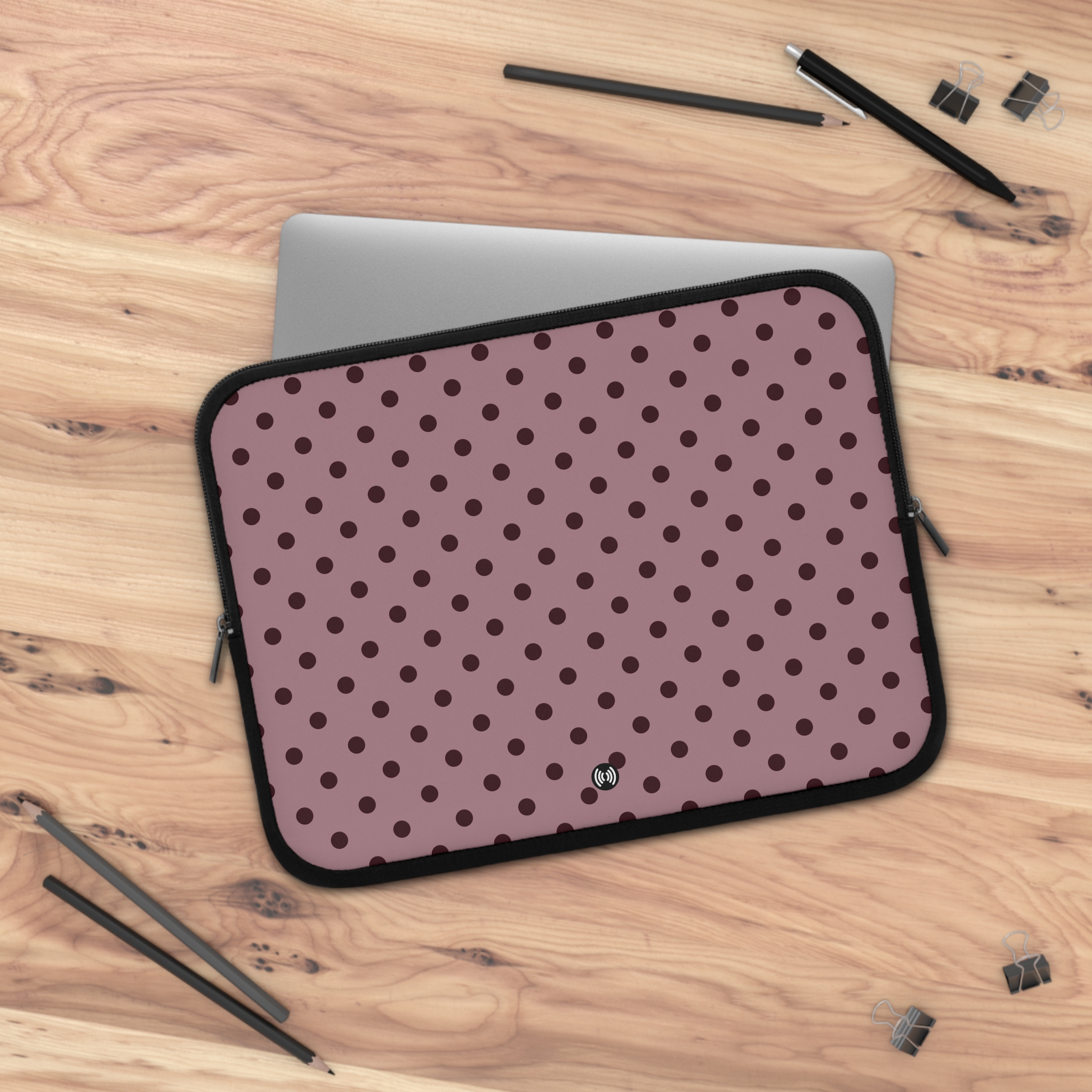 Pink Polka Dot Laptop Sleeve – Dusty Rose Protective Case - Image 6
