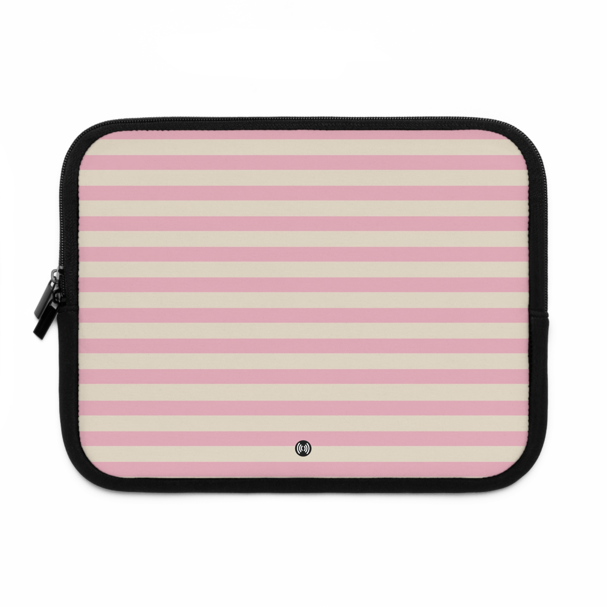 Pink Stripe Laptop Sleeve — Pastel Pink & Cream Protective Case - Image 2